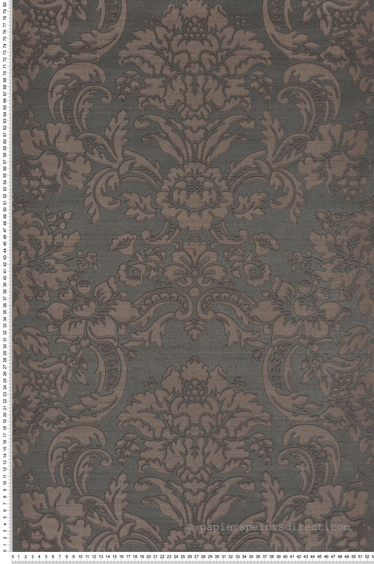 Papier peint Fleur Médaillon gris doré marron - Opera de Montecolino | Réf. MC-OP33349
