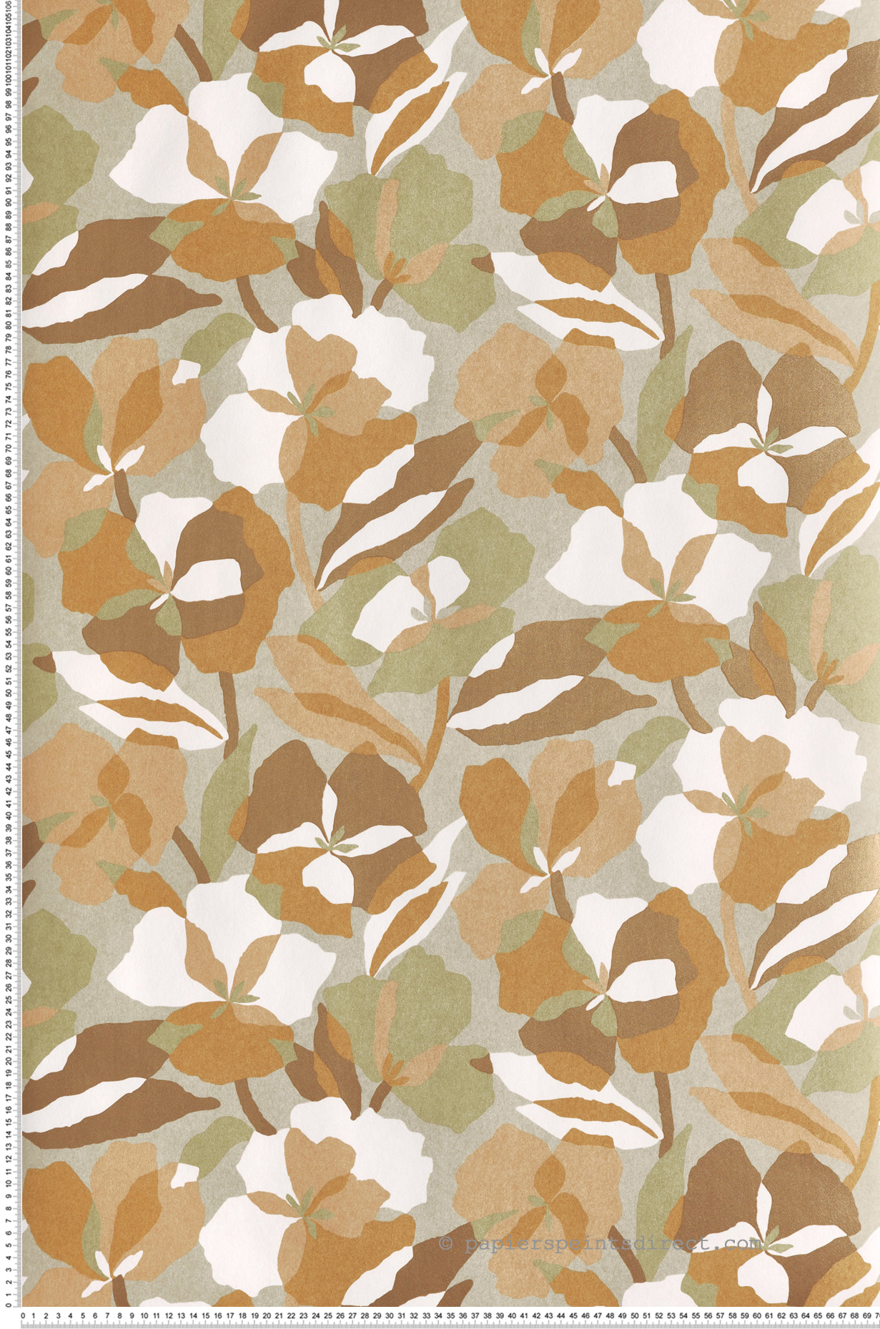 Papier peint Fleur Design Amaryllis vert lichen métallisé - Jardin Félicia de Casamance | Réf. CAS-76580814