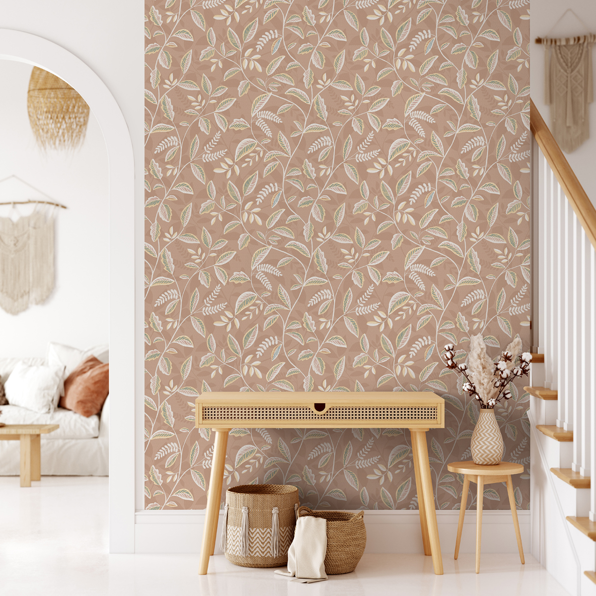 Papier Peint Feuillage Wax terracotta - Nomade d'Ugépa | Réf. UGP-M66005