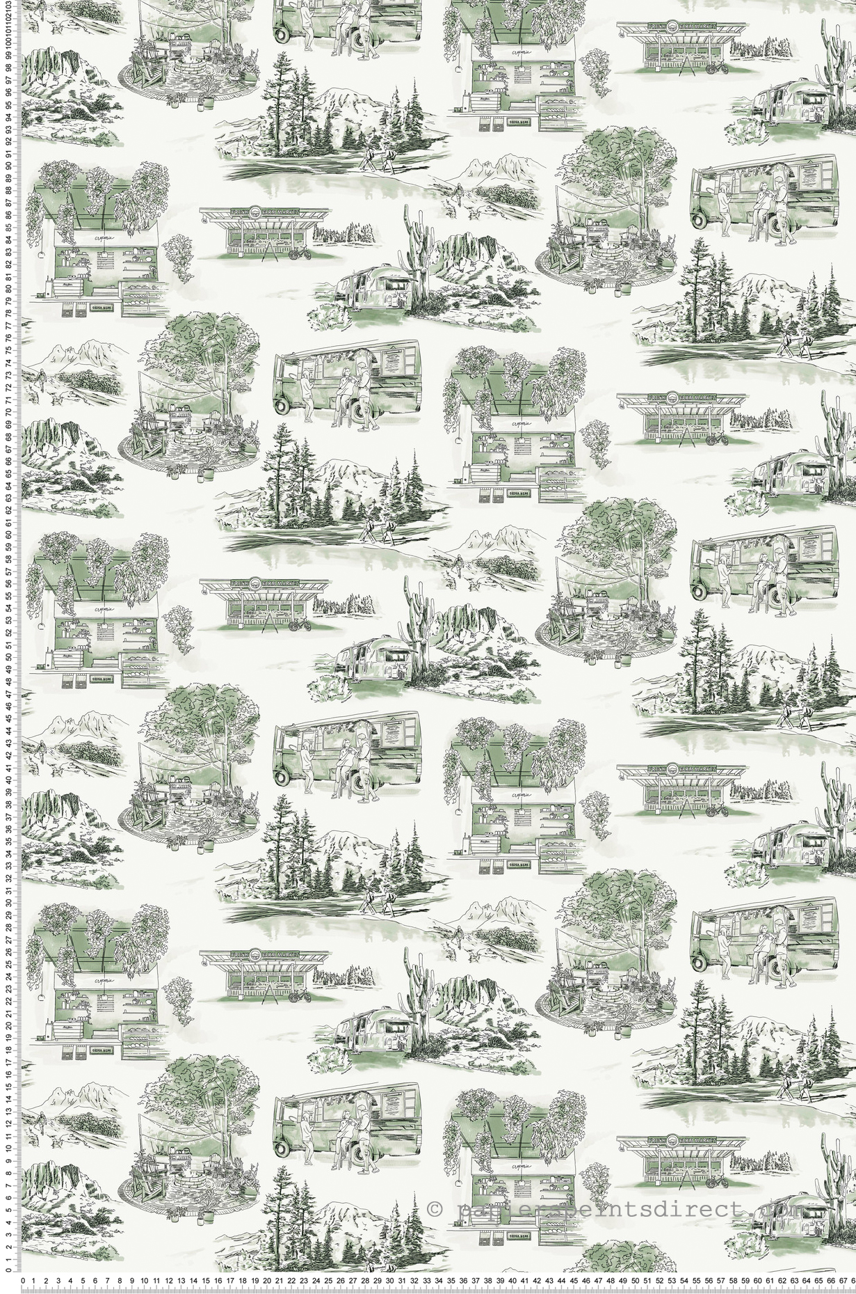 Papier peint Scène de Vie Moderne Vista vert lichen - Toiles de York (Initiales) | Réf. INI-RT7863