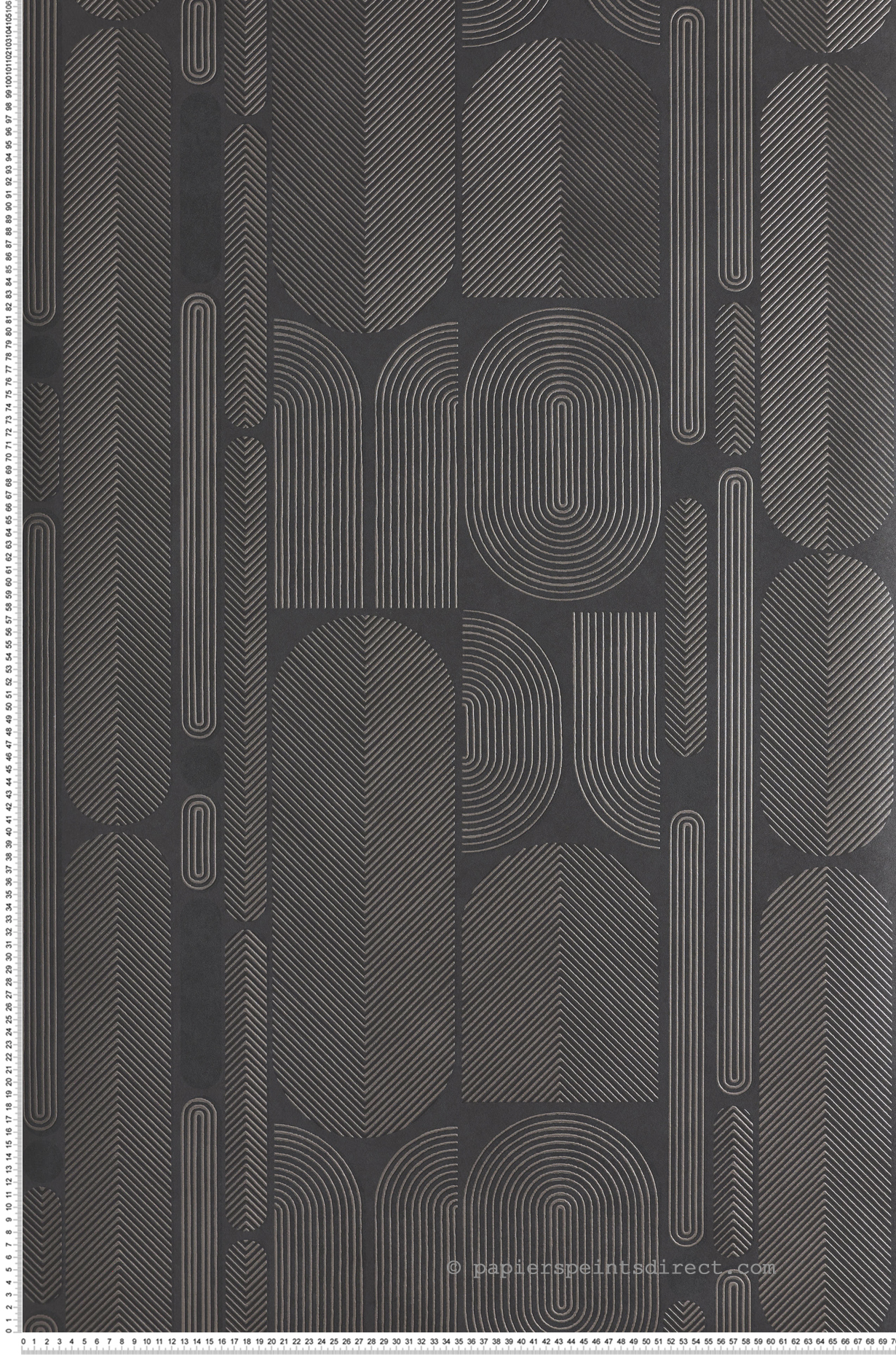 Papier peint Ethnique Graphique Ovala noir métallisé - Rock de Masureel | Réf. MAS-ROC203