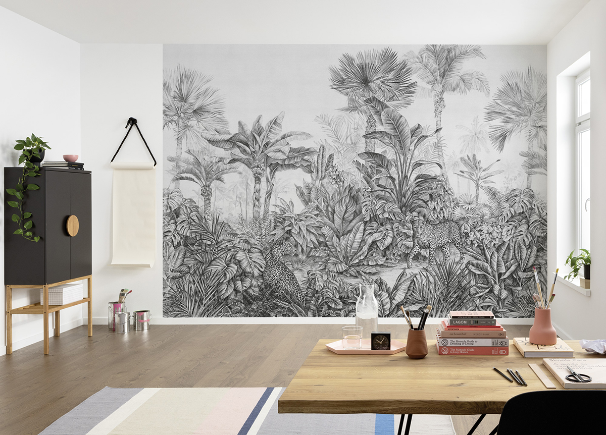 Papier peint panoramique Forêt Tropicale Léopard - Papier peint Komar Le Jardin