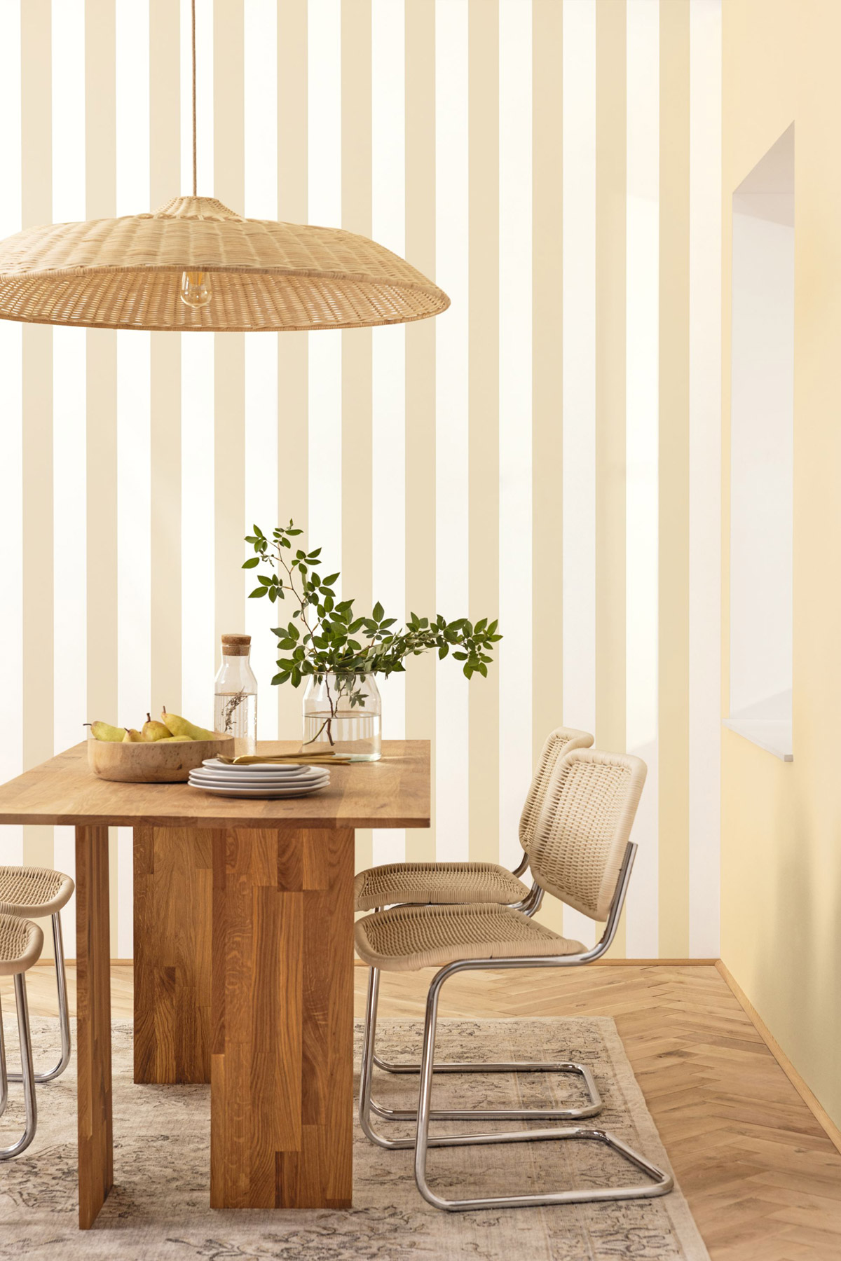 Papier peint Rayures Wide Lines beige blanc - Basics de Casélio | Réf. BAI104021050