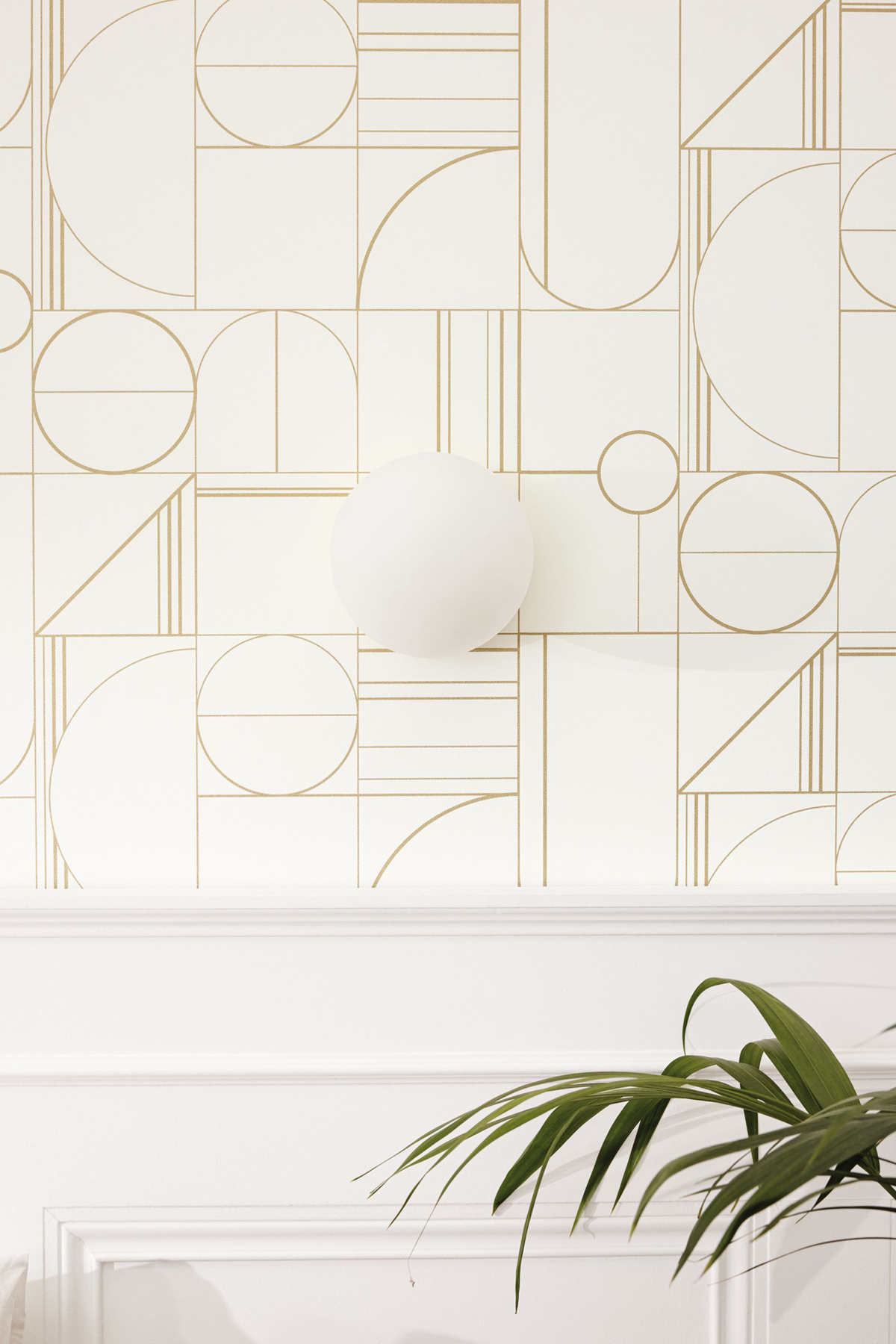 Papier peint Art Déco Border blanc doré - Outlines de Casélio AMB2 | Réf. OTLS105060248