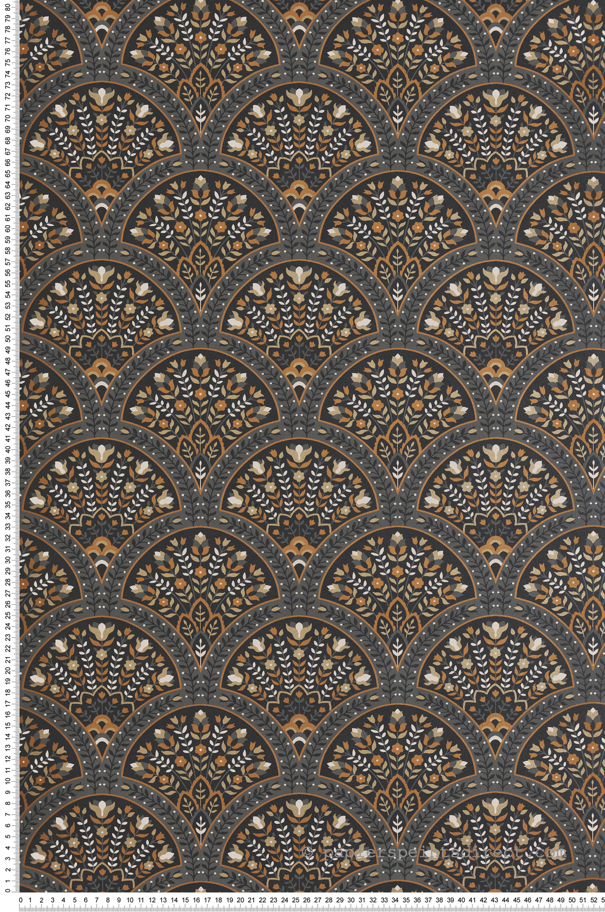 Papier peint Art Déco Wallace noir fusain irisé - Heritage de Casadéco | Réf. HETA201199902