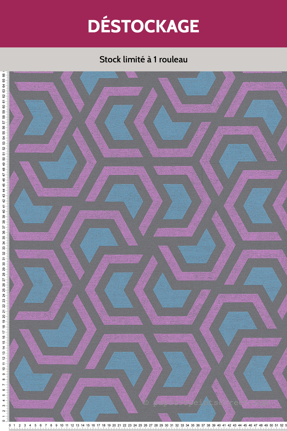 Papier Peint Destockage - Géométrique Kaleido gris/mauve/bleu - Spot 4