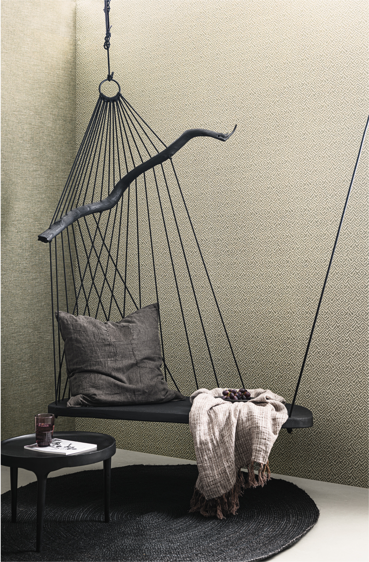 Papier peint Tissage Géométrique Ethnique gris vert - Renouveau de Lutèce | Réf. LTC-REN654