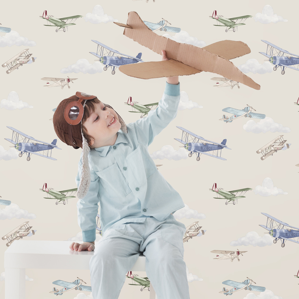 Papier peint Avion Enfant beige - Imagine de Lutèce AMB2 | Réf. LTC-DL27549