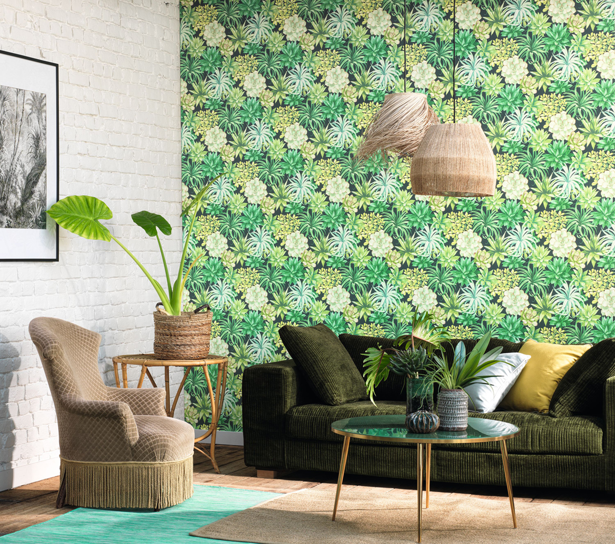 Papier peint Plante Echeveria vert - Botanica de Casadéco | AMB Réf. BOTA85917396