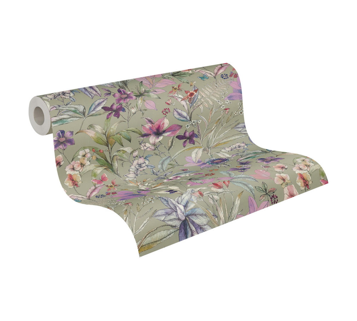 Papier peint Feuillage Bucolique vert violet - Pintwalls 3 d'A.S. Création ROLL | Réf. AS-791873