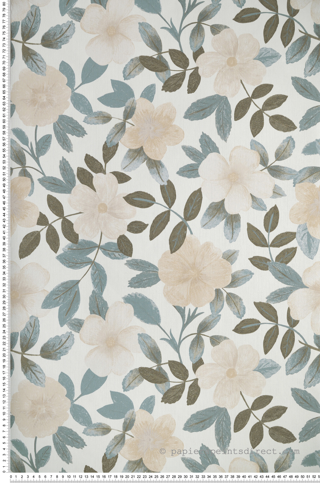 Papier peint Fleurs Gaia vert blanc - Danae de Casélio | Réf. DAE103626009