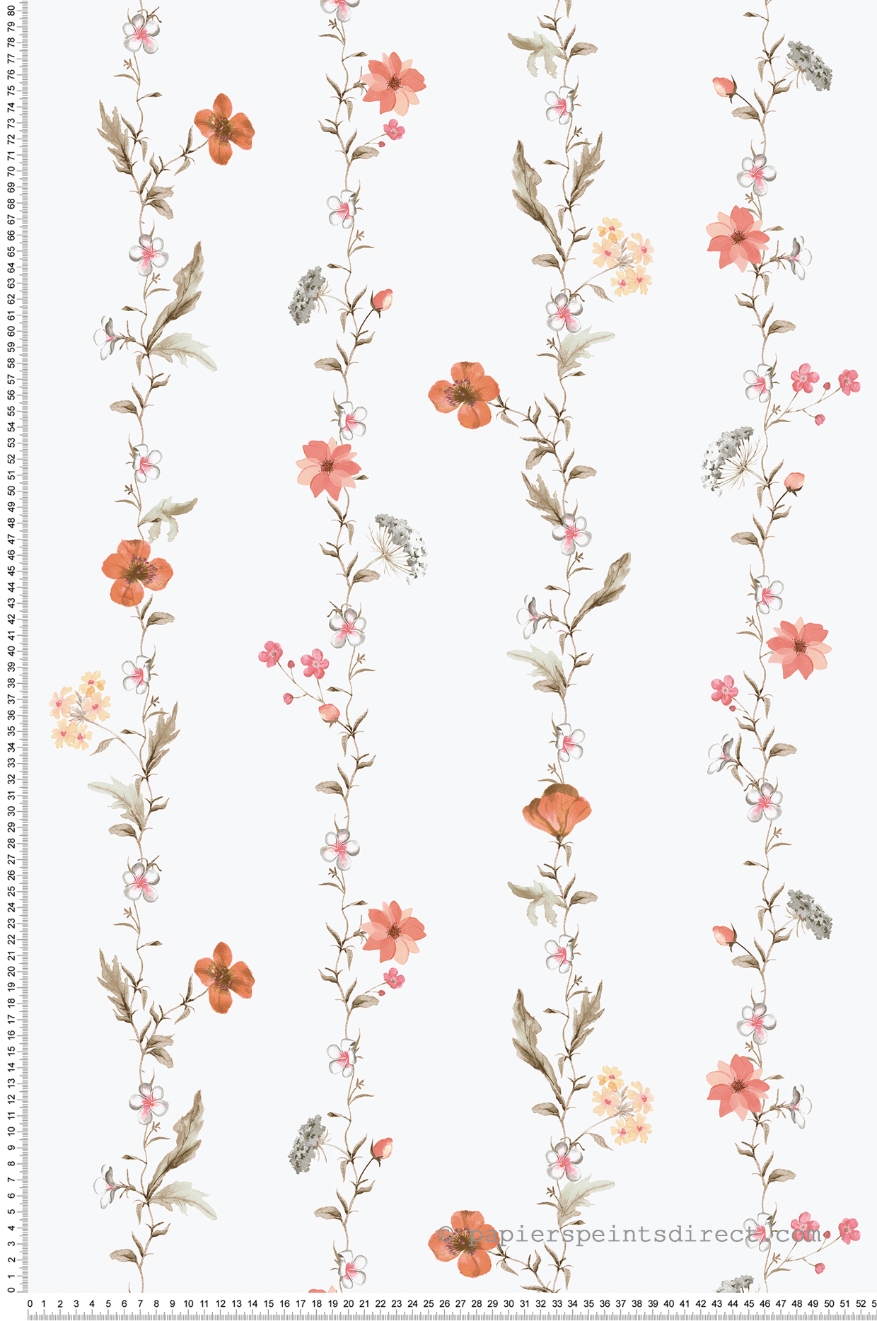 Papier peint Farandole de Fleurs des Prés rouge - Romance de Lutèce | Réf. LTC-19023