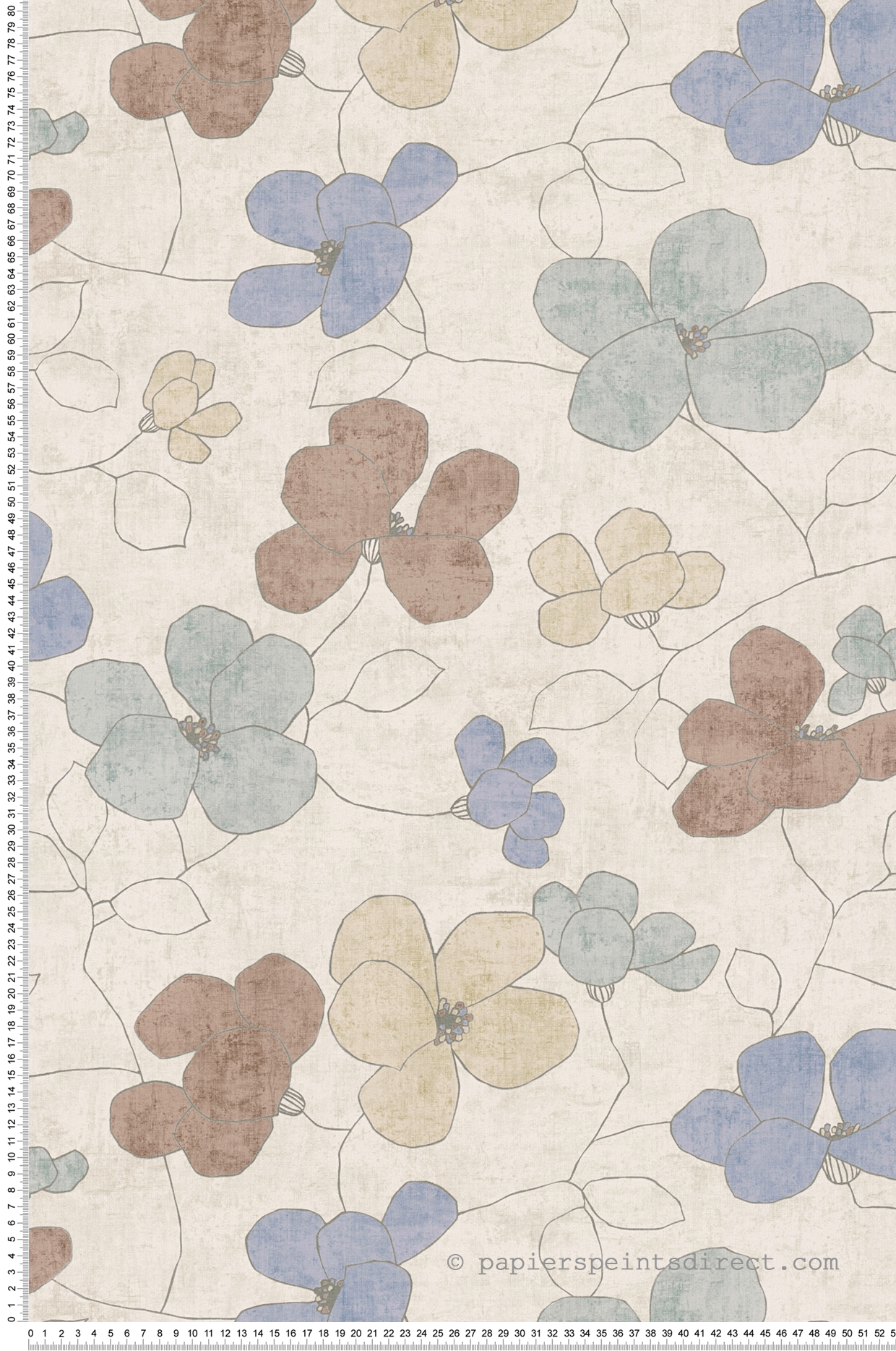 Papier peint Scandinave Fleurs Anémones beige bleu - Nordic Feeling d'A.S. Création