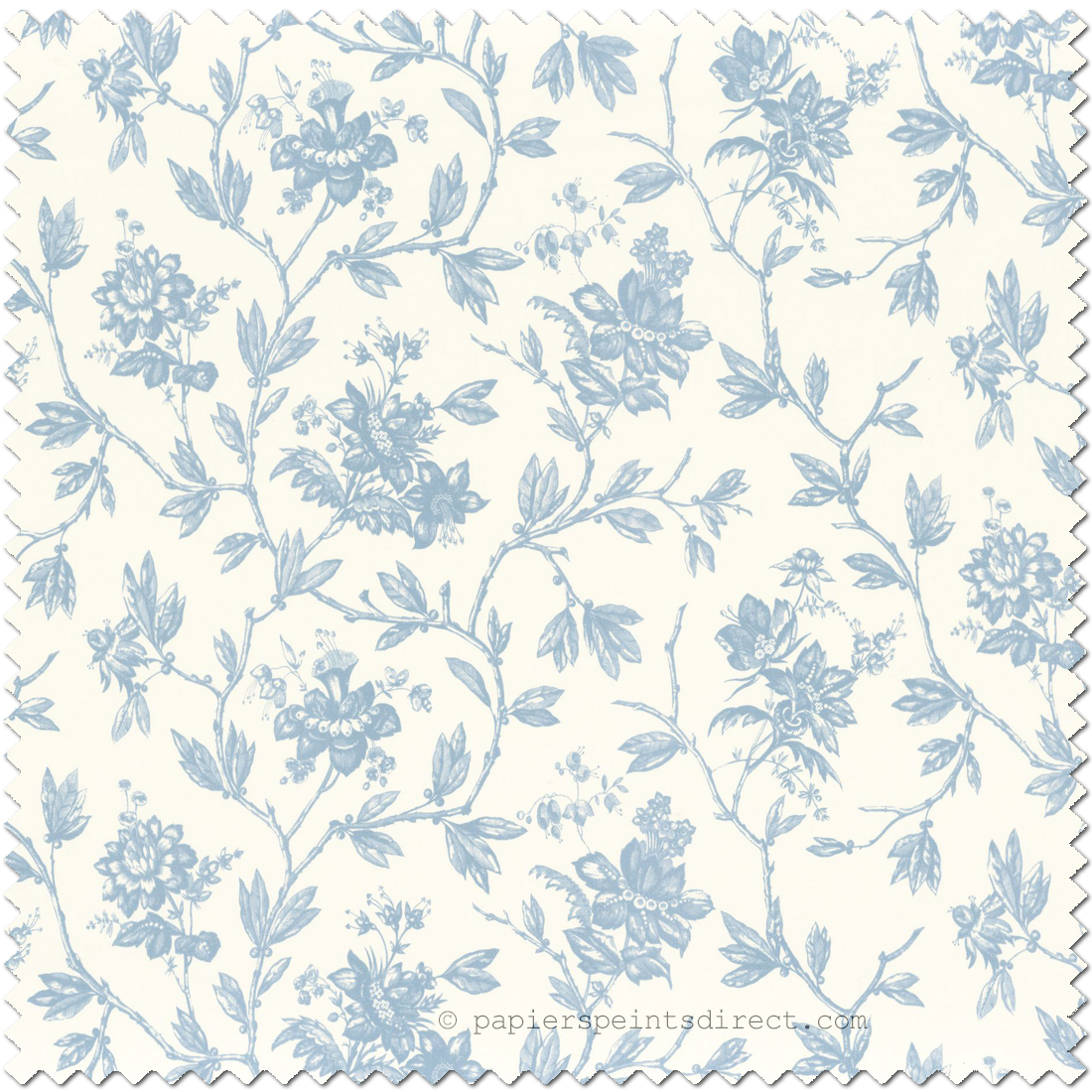 Tissu Fleurs Romantiques bleu porcelaine - Les Belles Toiles De Jouy de Casadéco | Réf. LBTJ88056726