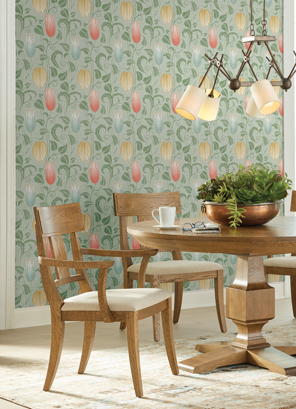 Papier peint Fleur Cloche Canterbury vert amande - Arts & Crafts d'Initiales | Réf. INI-AC9202