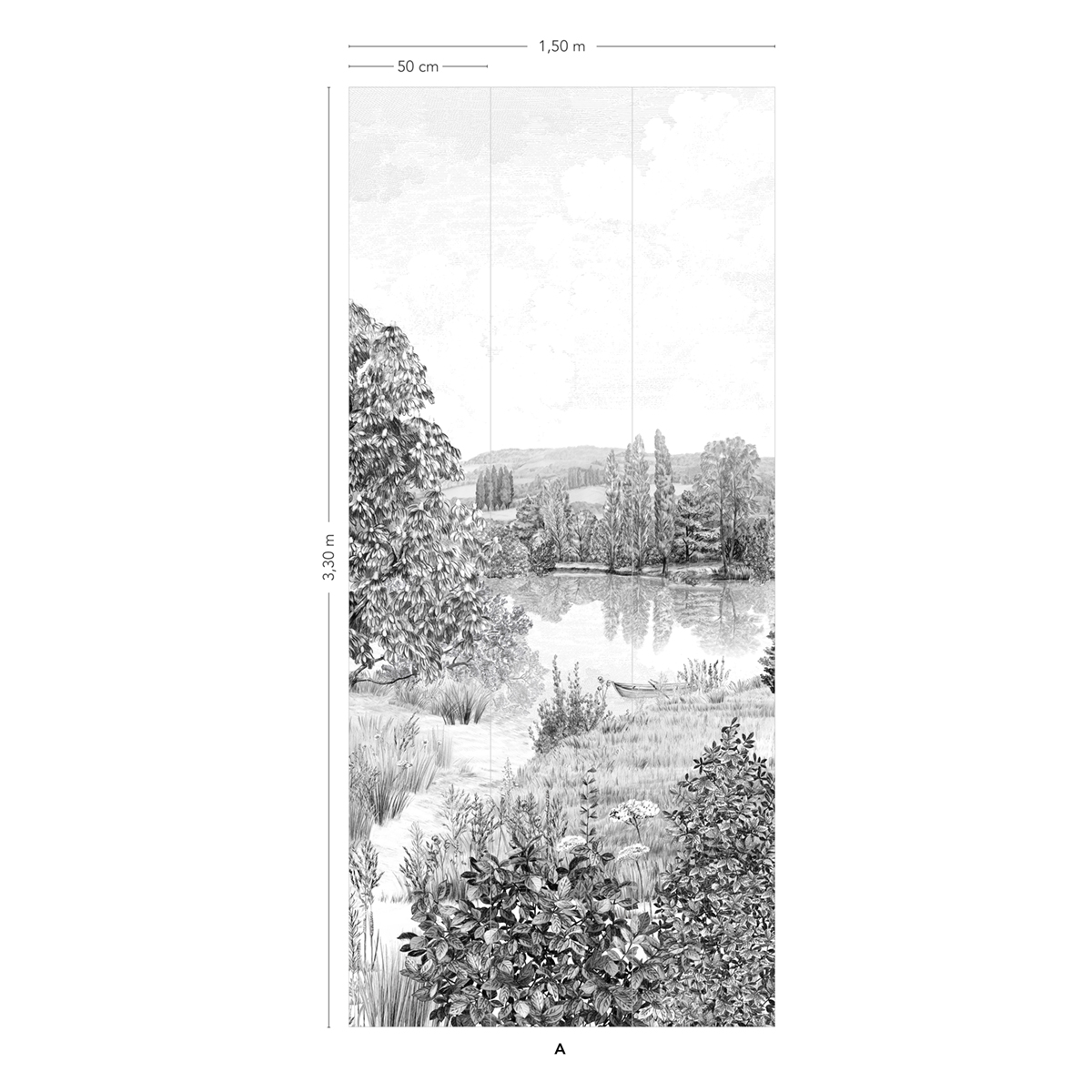 Papier peint panoramique Campagne Grisaille A 1/2/3 - Isidore Leroy