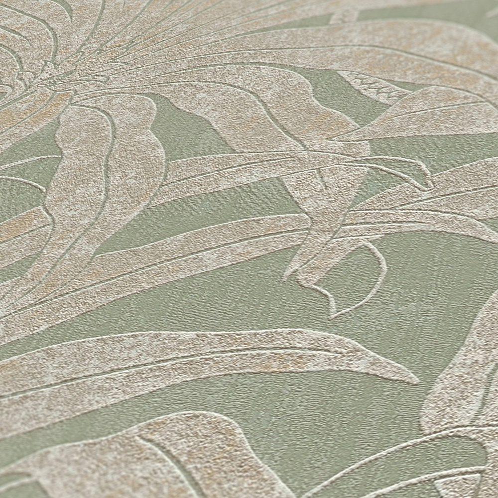 Papier peint Palmier Alizea vert amande doré - Jade 2 d'A.S. Création AMB4 | Réf. AS-395012