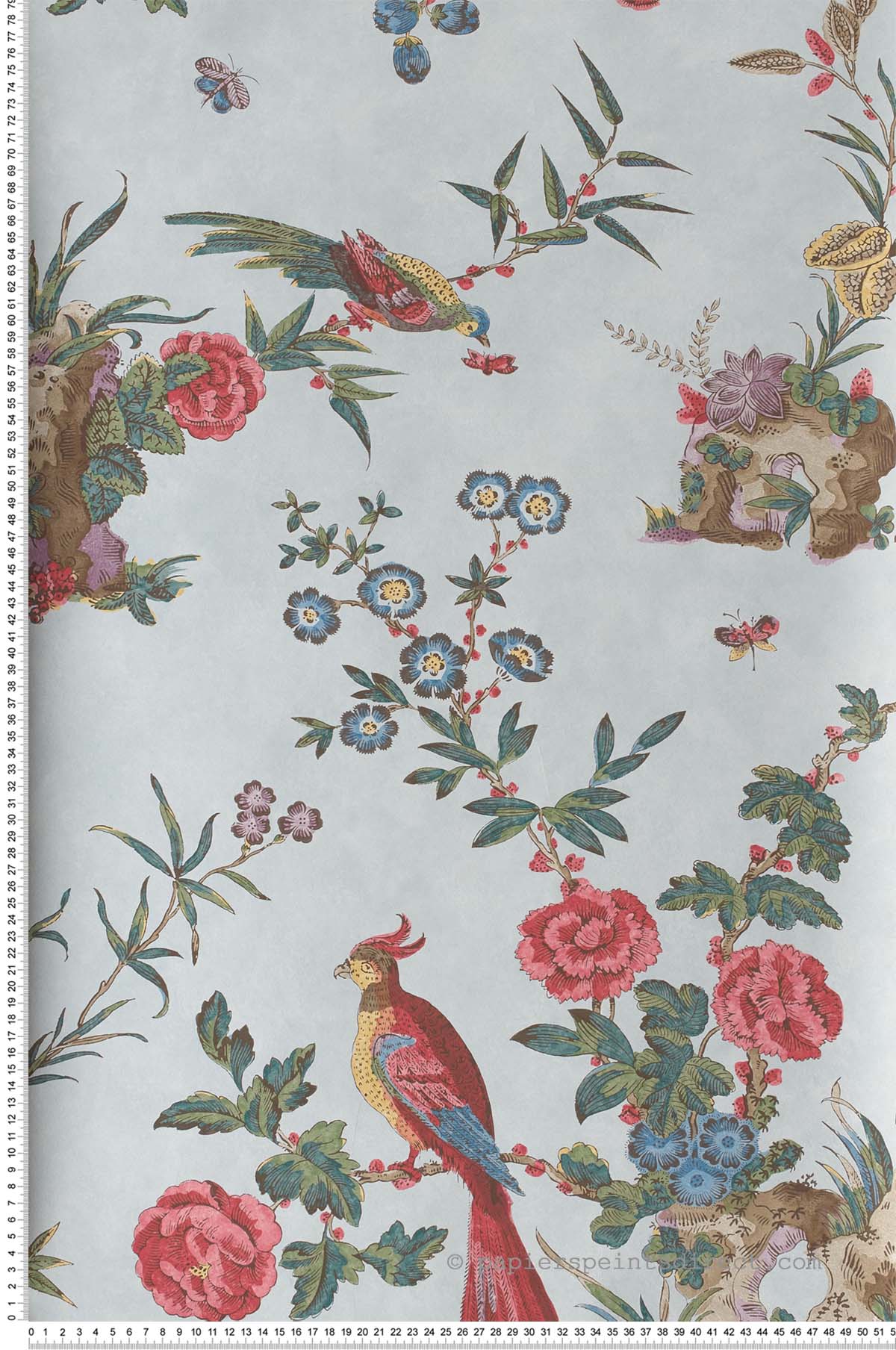 Papier peint Darwin Azure - Archive Trails de Little Greene | Réf. 0247DAAZURE