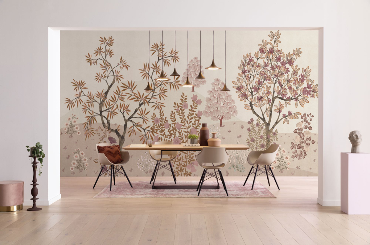 Papier peint panoramique Jardin Fleuri beige - Seasons de Komar
