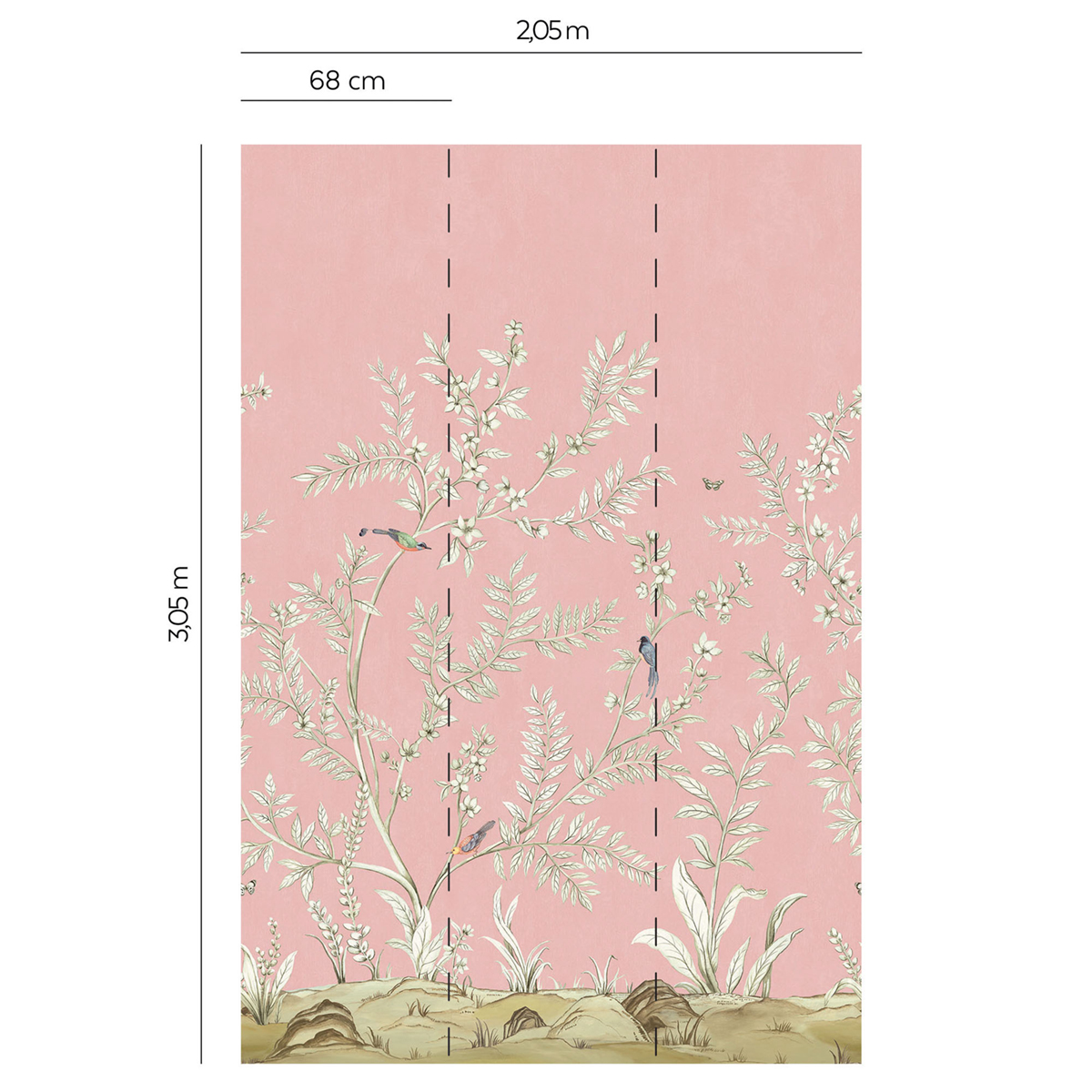 Papier peint panoramique Nature Vigne rose pâle - Daisy Bennett d'Initiales | Réf. INI-DB30401M