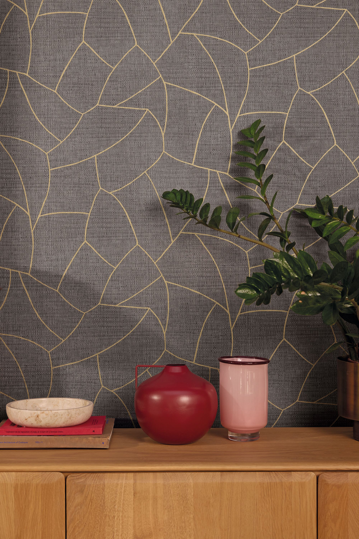 Papier peint Graphique Texturé Melody gris doré - Symphony de Casélio | Réf. SYM107029004