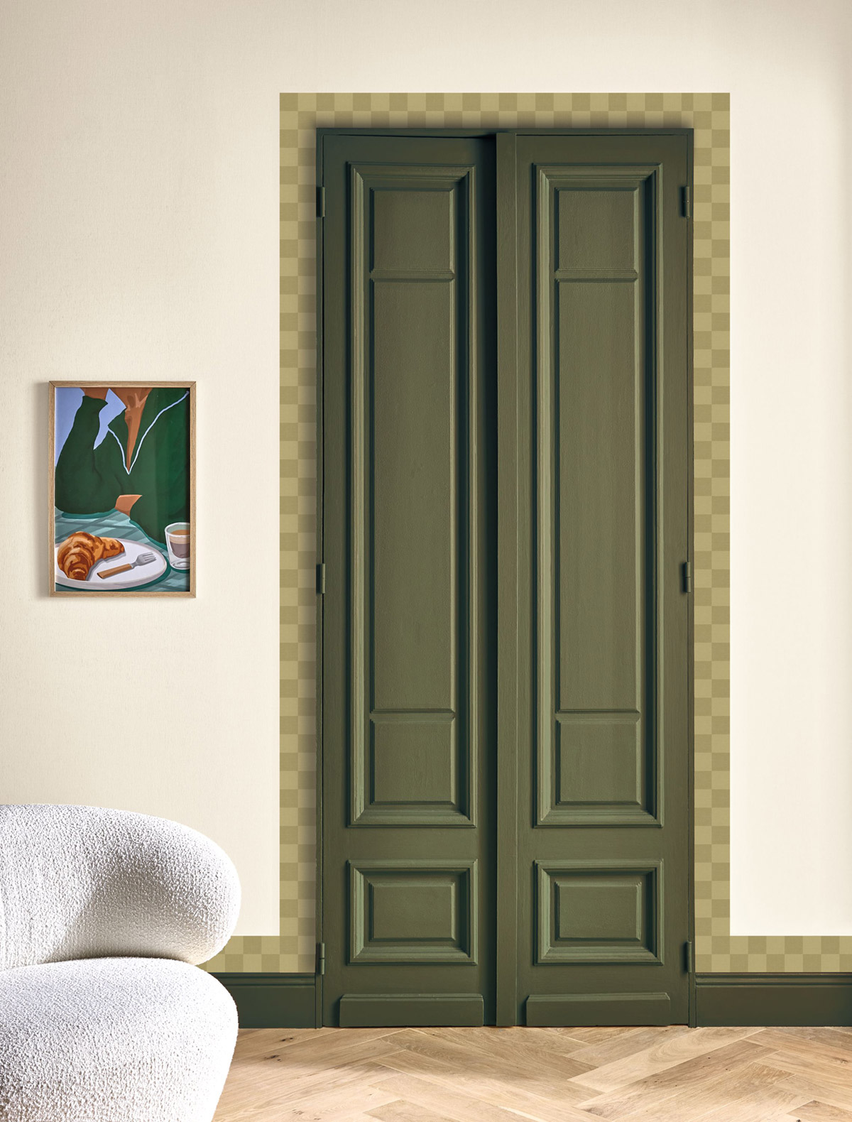 Frise Damier Checks Border vert kaki - Line Up de Casélio | Réf. LNP106797150