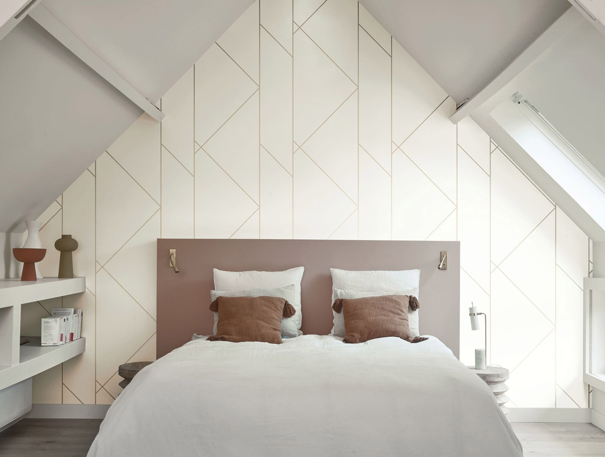 Papier peint Géométrie Pure Métallisé blanc doré - Alchimie de Casadéco | Réf. ALMI89900171