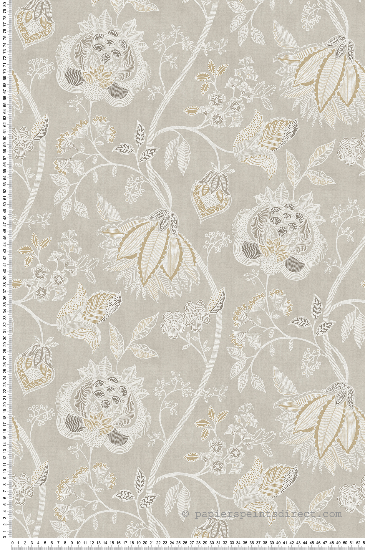 Papier peint Fleur Indienne beige gris - Aristide de Lutèce | Réf. LTC-3852-5