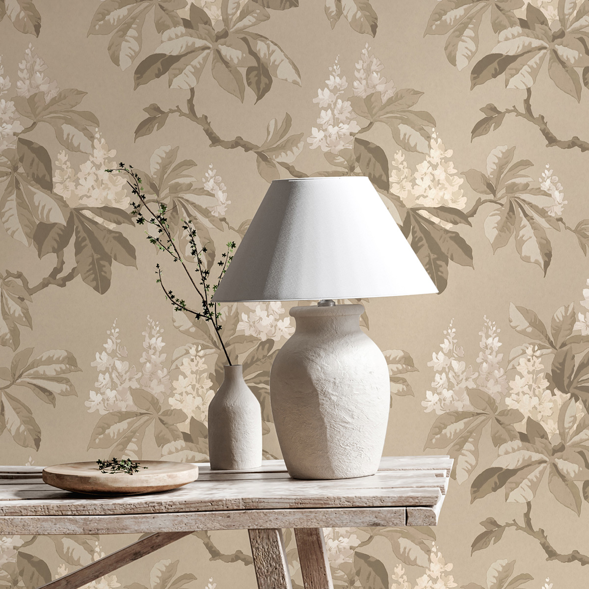 Papier peint Floral Chestnut Vintage beige - Beaux Arts de Lutèce AMB2| Réf. LTC-M1820