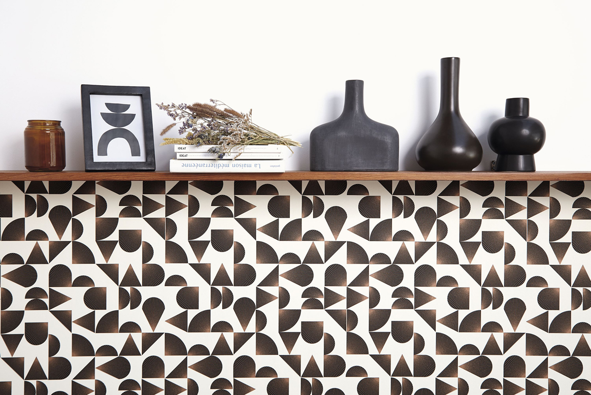 Papier peint Rayonnement Contour noir cuivre - Outlines de Casélio | Réf. OTLS105030932