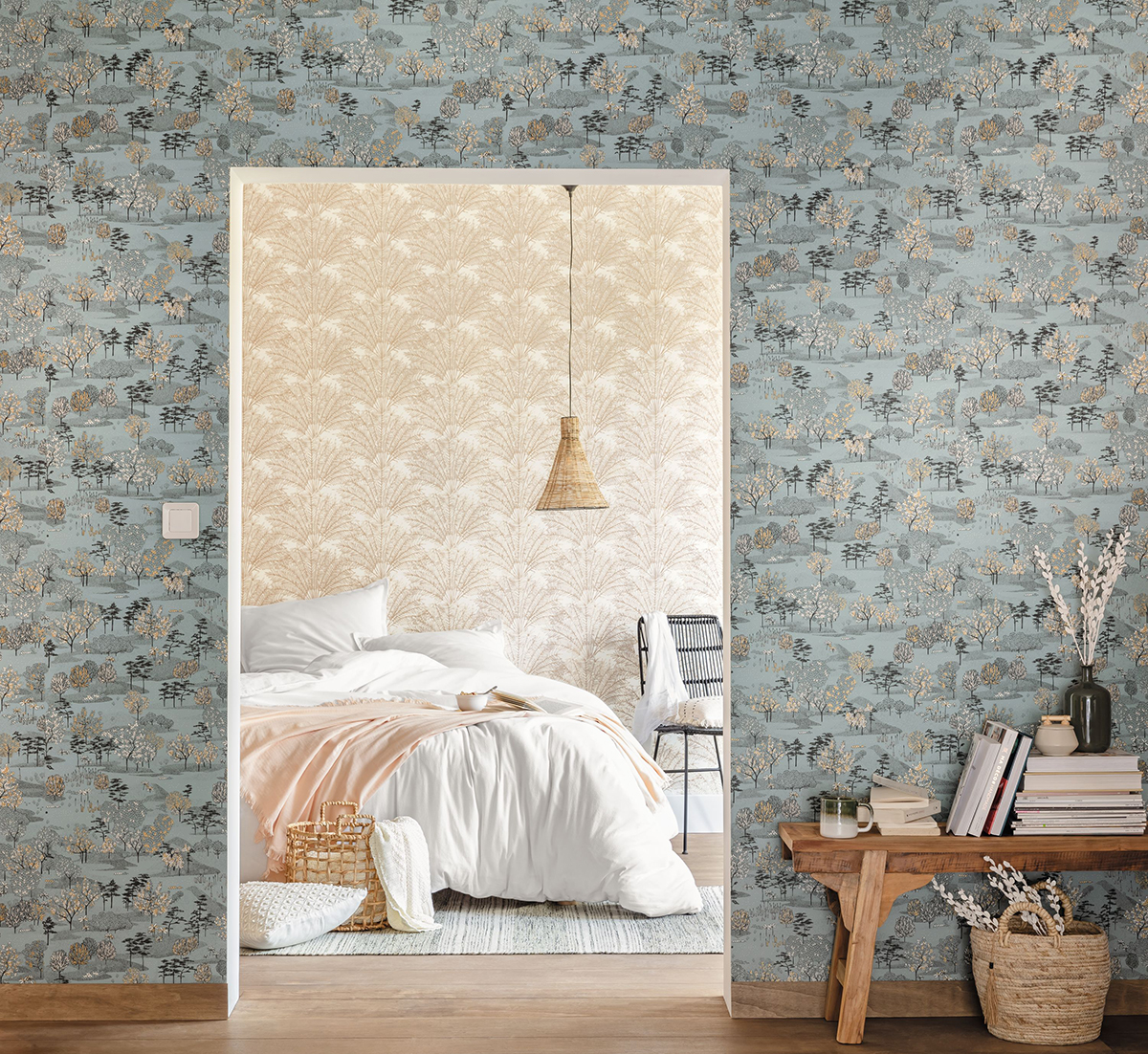 Papier peint Palmier Jardin d'Alhambra doré - Nos Gravures de Casélio | Réf. NGR103020248