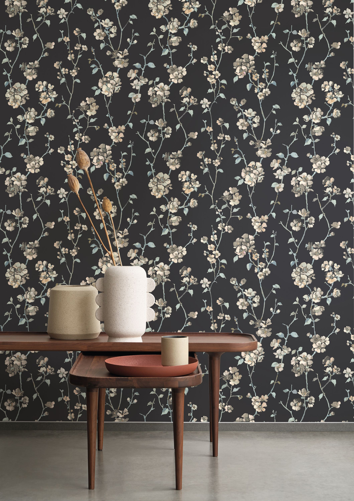 Papier peint Fleur de Pommier ardoise - Soliflore de Casadéco AMB2 | Réf. SOLI200329505