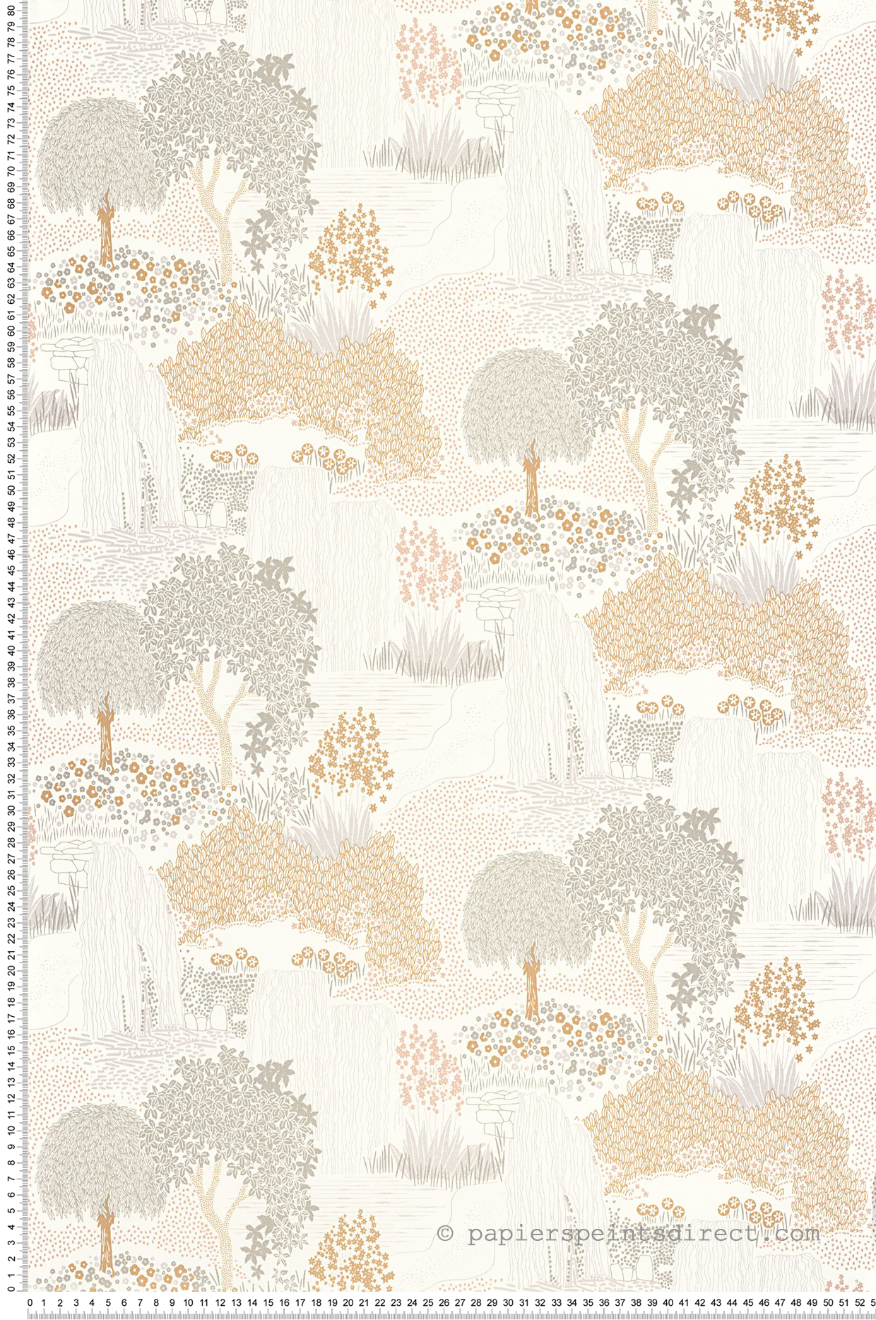 Papier peint jardin Japonais Niwa rose doré argenté - Kyoto de Casadéco | Réf. KYTO88721788