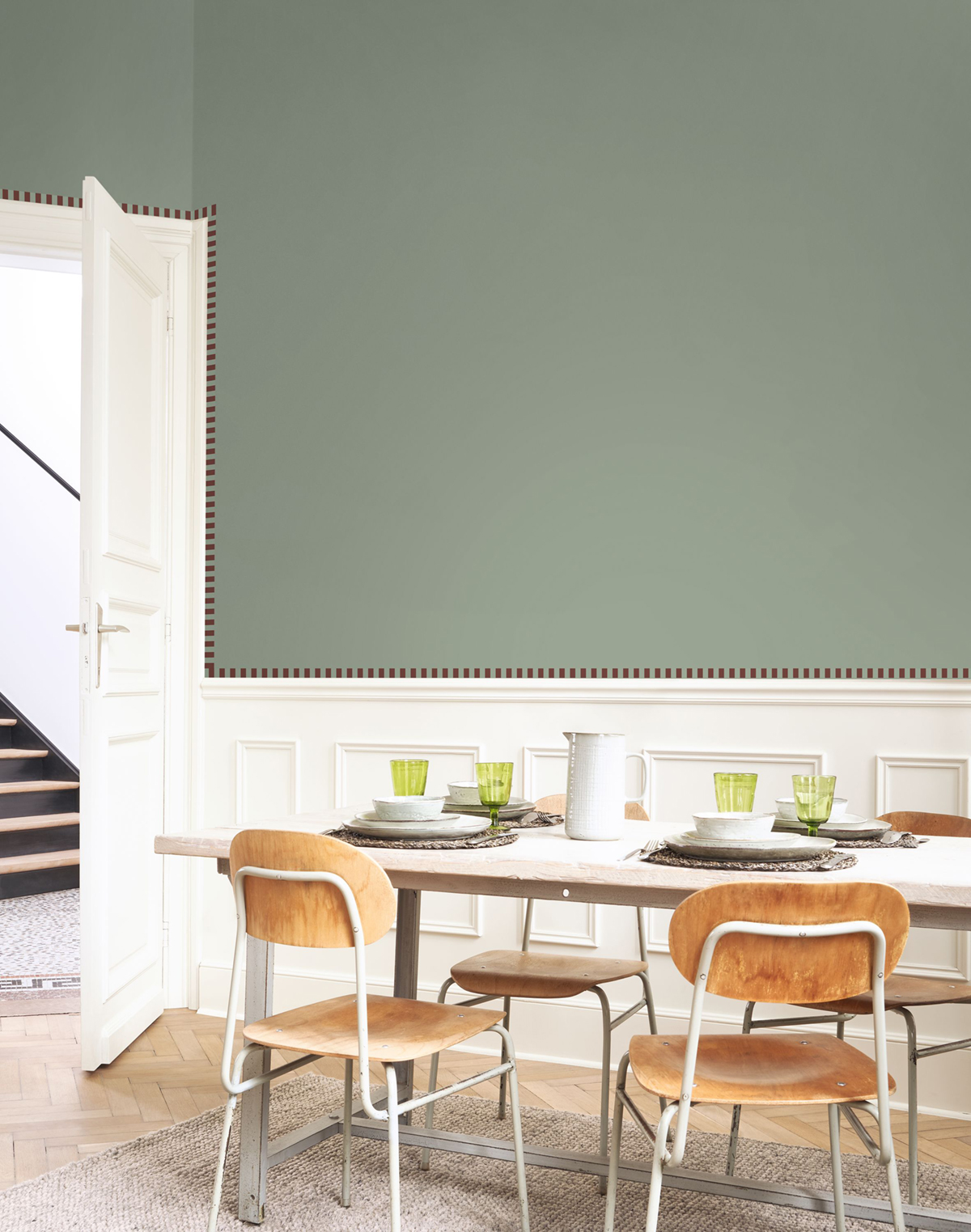 Galon Pointillé Rétro céladon bordeaux - Galons et Frises de Casadéco | Réf. GAFR200478704