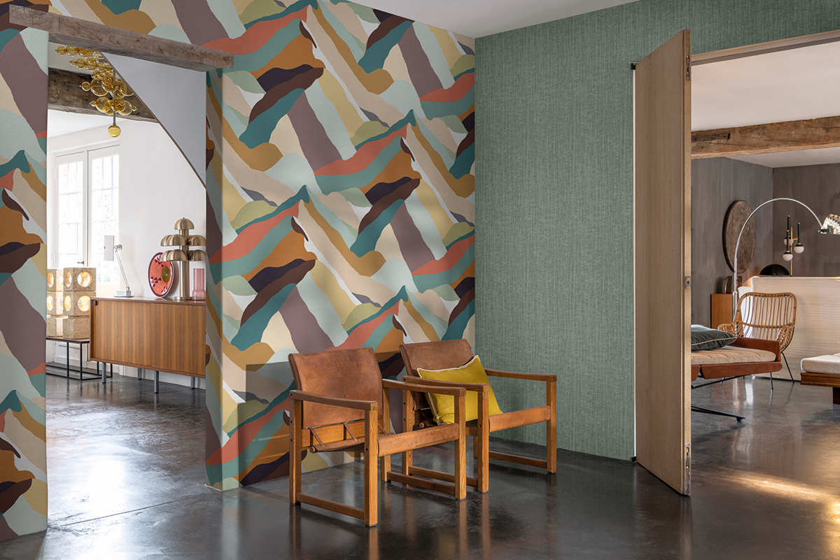 Papier peint Faux Uni Paille bleu canard - Merida de Montecolino | Réf. MC-BA26017