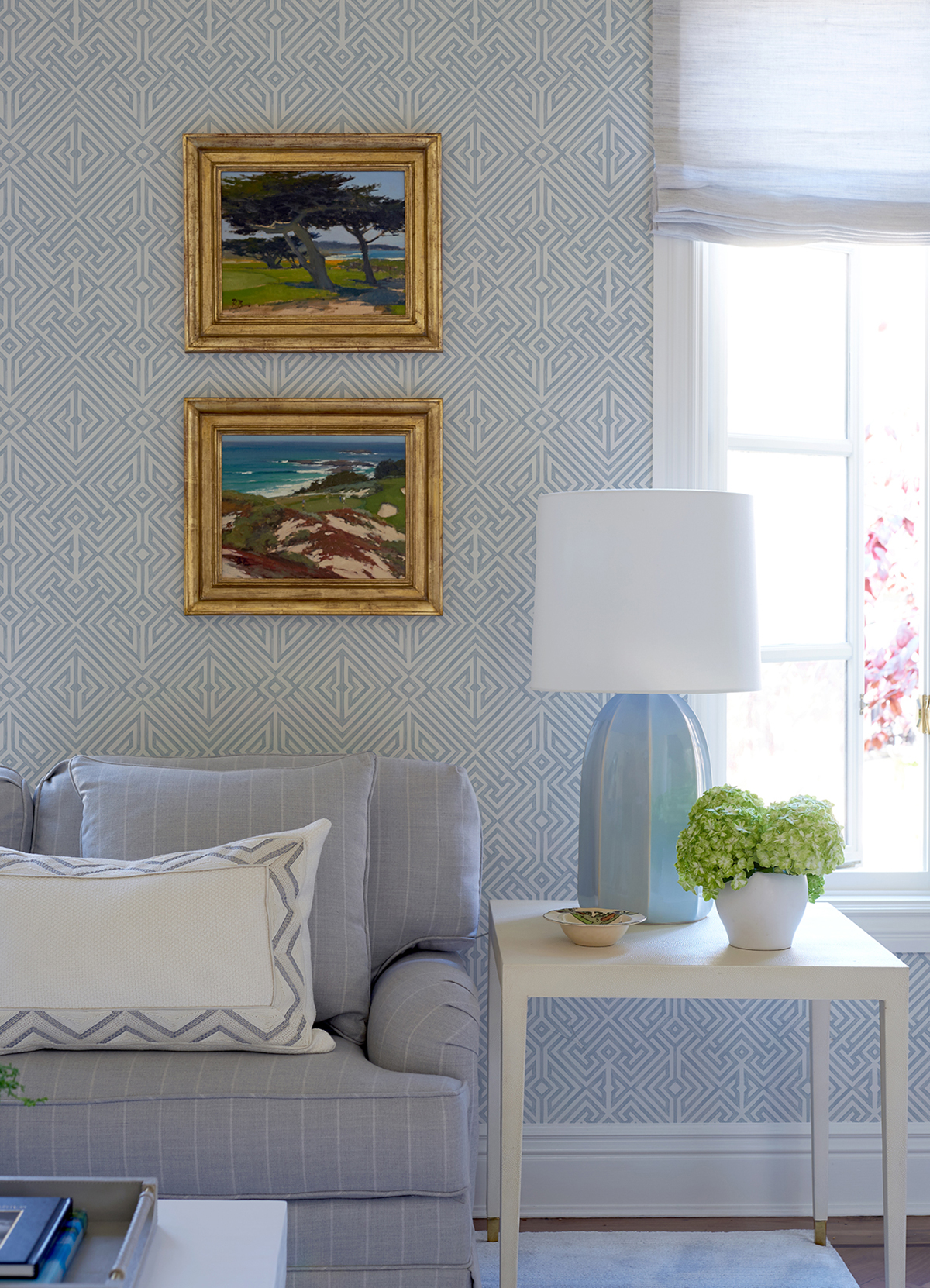 Papier peint Treillis Géométrique Lyon bleu - Delicatesse de Lutèce | Réf. LTC-FD26847