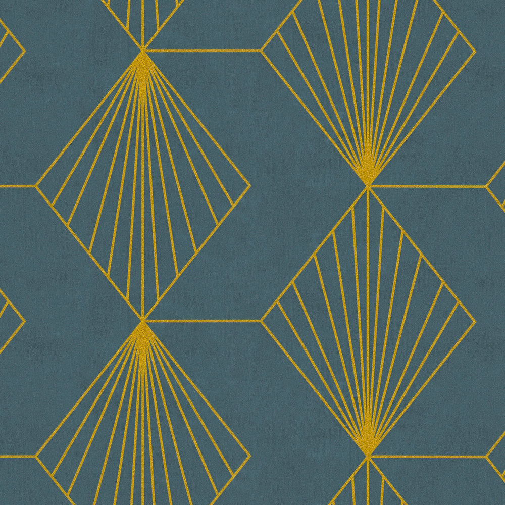 Papier peint Art Déco Diamond pétrole doré - French Affair d'A.S. Création ZOOM | Réf. AS-361561