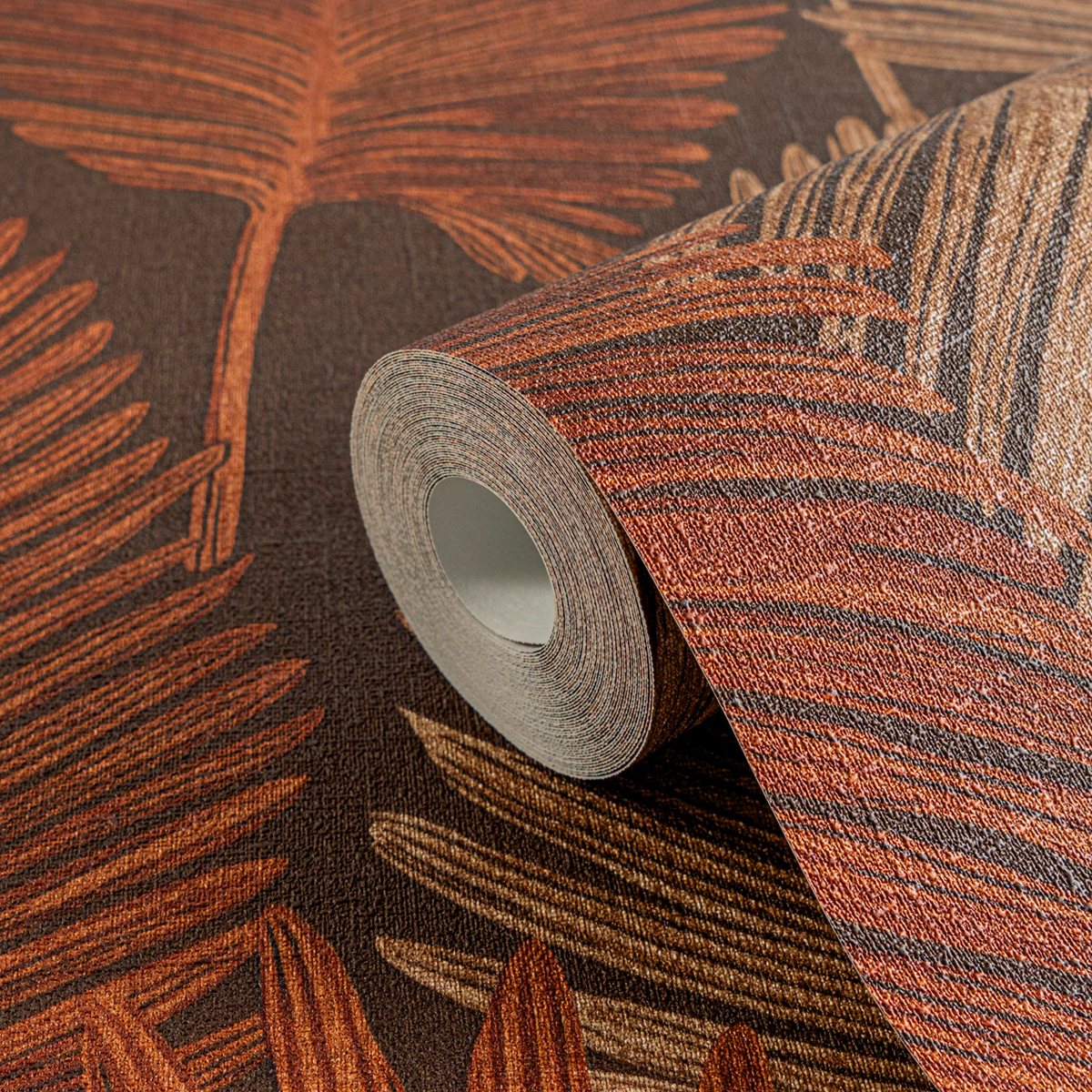 Papier peint Palme Nature rouille chocolat - Metropolitan Stories 4 Hot Spots d'A.S. Création AMB5| Réf. AS-786735