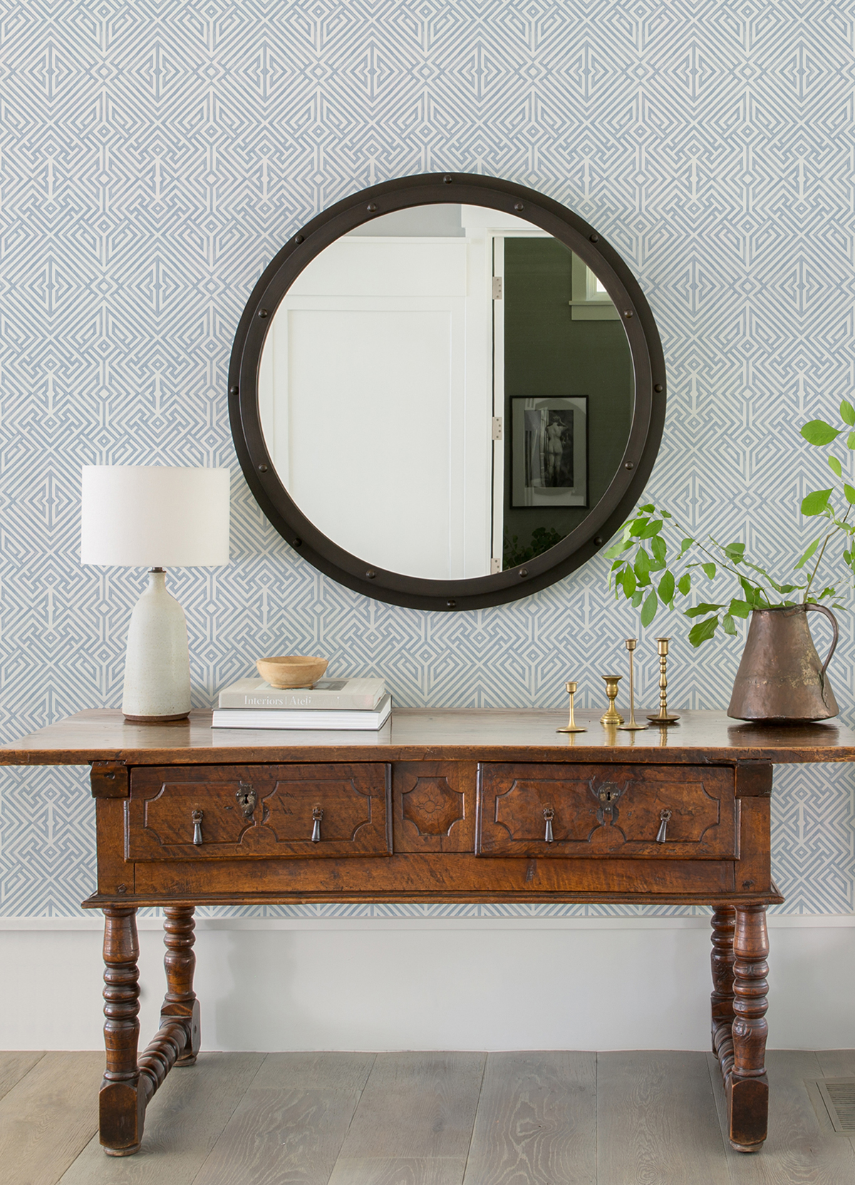 Papier peint Treillis Géométrique Lyon bleu - Delicatesse de Lutèce AMB2 | Réf. LTC-FD26847