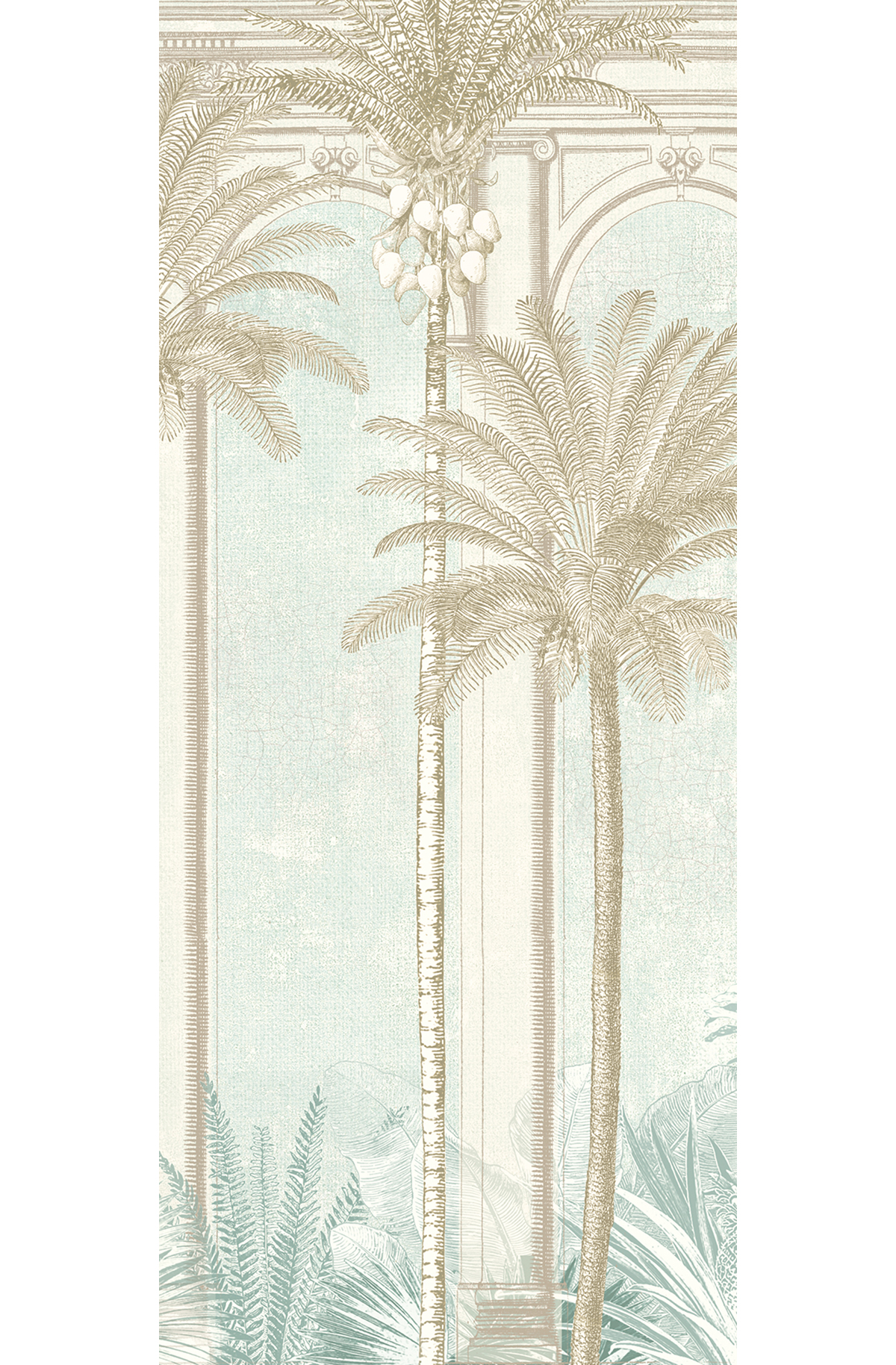 Papier peint panoramique Arcade Palmier Habana vert d'eau - A H300 - Havana de Masureel | Réf. MAS-DGHAV1041