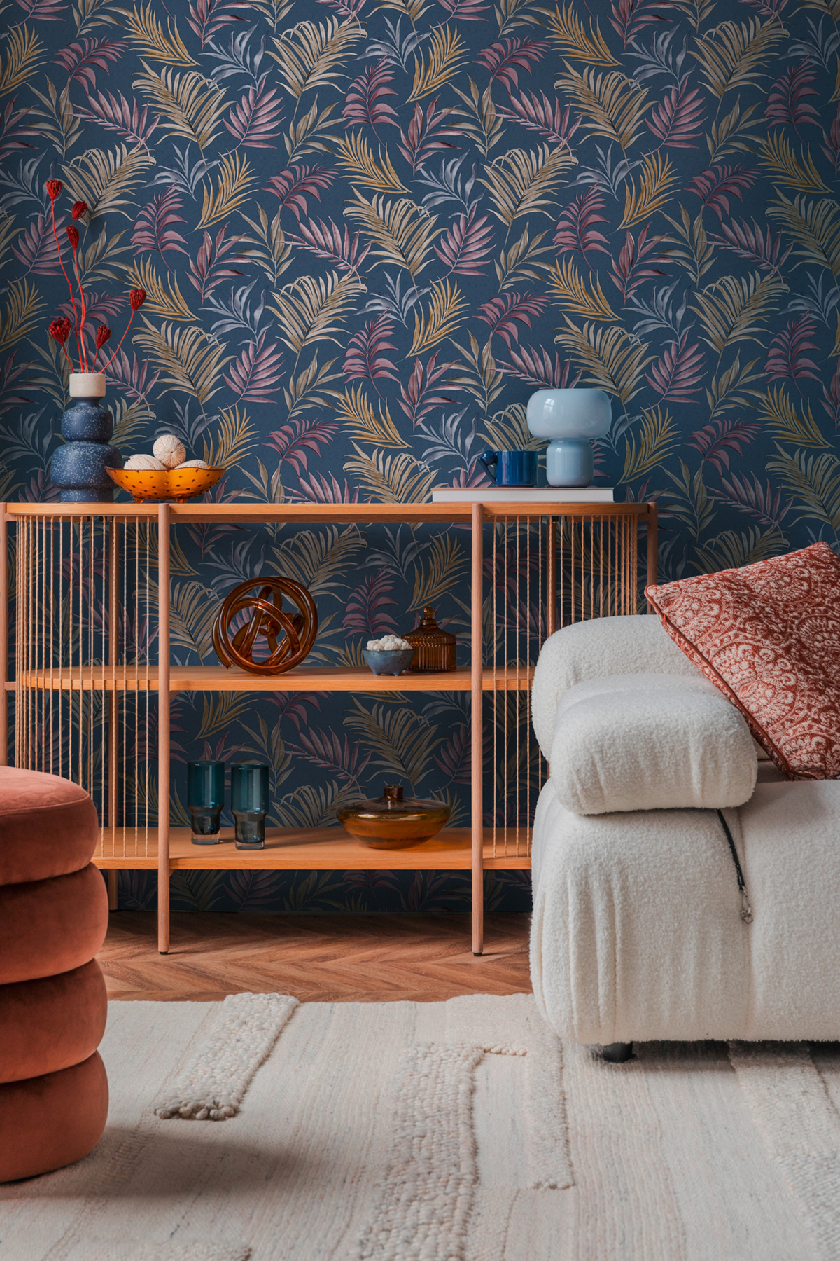 Papier peint Palmes Midnight Botanica bleu marine - Cosmoliving d'A.S. Création AMB2 | Réf. AS-791085
