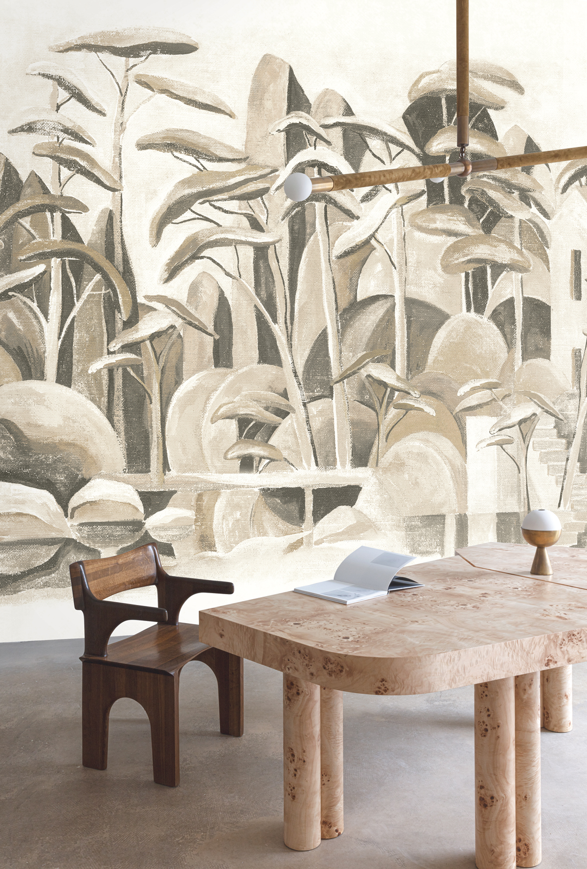 Papier peint panoramique Arbre Stylisé Cerreto grège - C H260 - Wall Designs IV de Masureel | Réf. MAS-DG4ILA3023-260