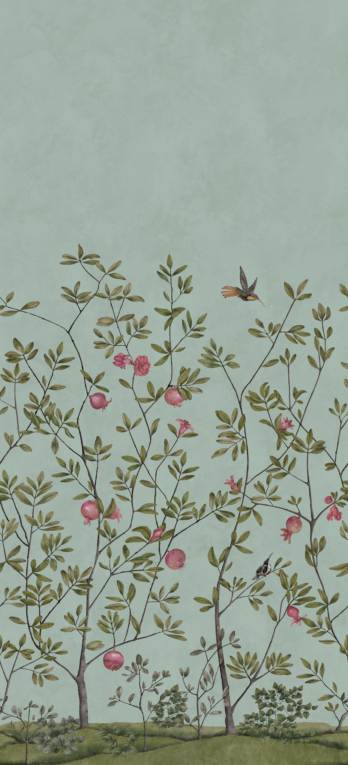 Papier peint panoramique Nature Grenades Bleu B - 4/5/6 - Isidore Leroy