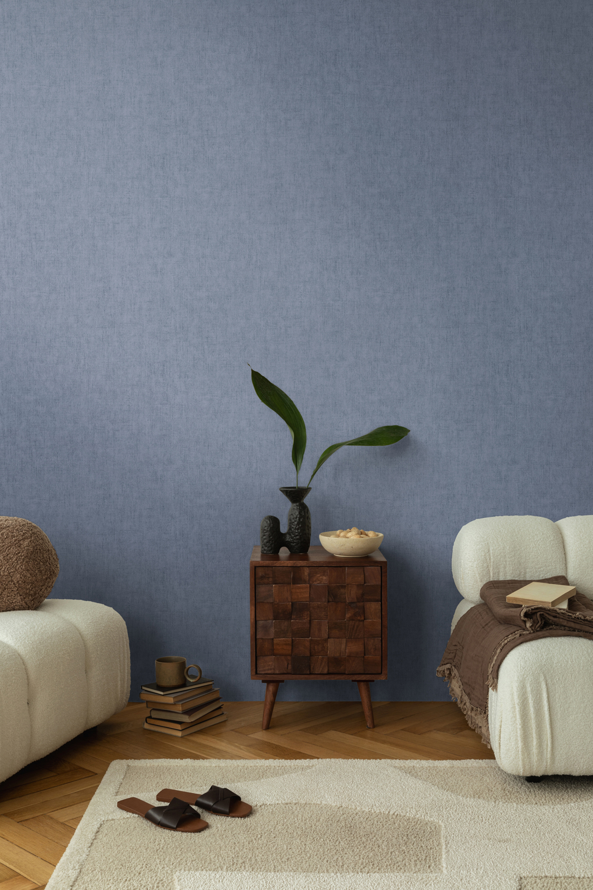 Papier peint Uni Béton bleu jean métallisé - Cosmoliving d'A.S. Création AMB2 | Réf. AS-791102