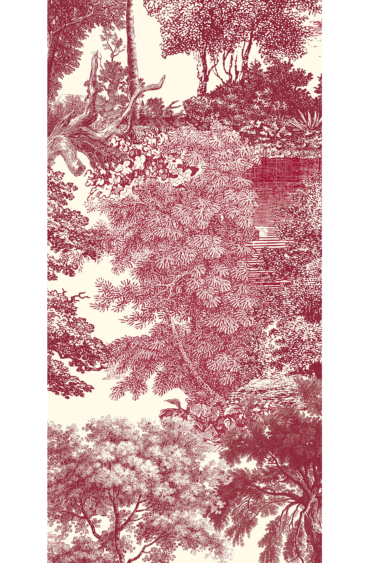 Papier peint panoramique Toile de Jouy Salcey rouge - D H260 - Amazone de Masureel | Réf. MAS-DGSAL1054-260