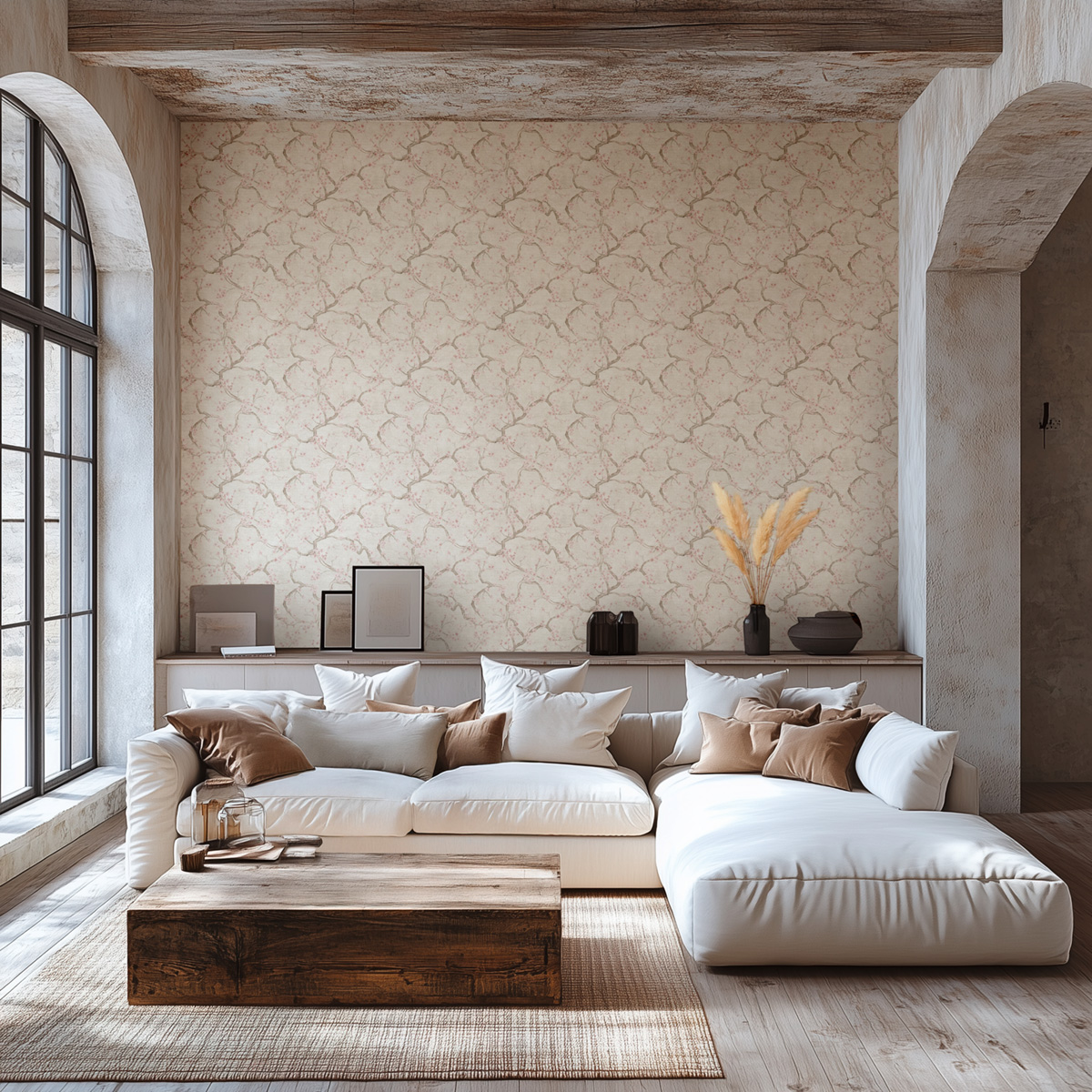 Papier peint Fleur Cerisier Métallisé gris coton rose - Metropolitan Stories 4 Hot Spots d'A.S. Création | Réf. AS-781995