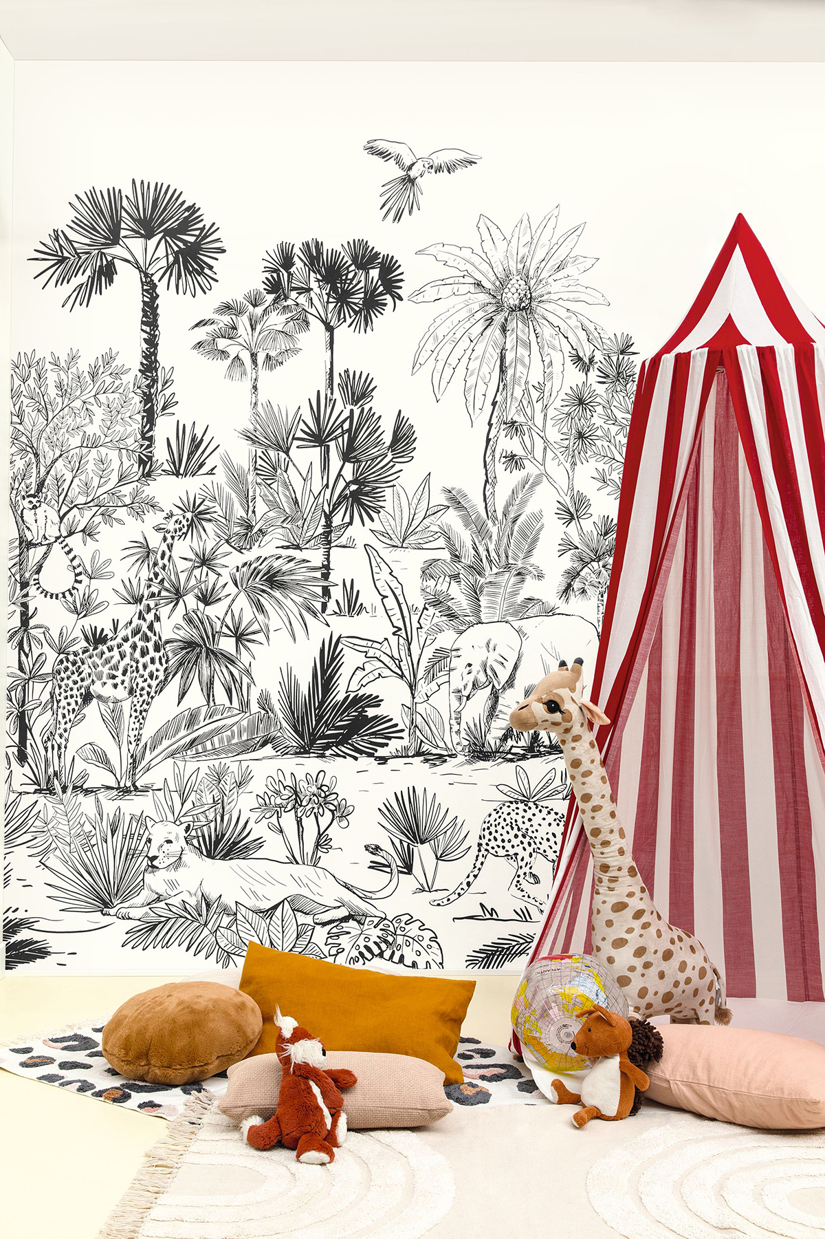 Papier peint panoramique Fresque Jungle Decouvrir noir et blanc Taille M - Autour du Monde de Casélio AMB2 | Réf. ADM103599003