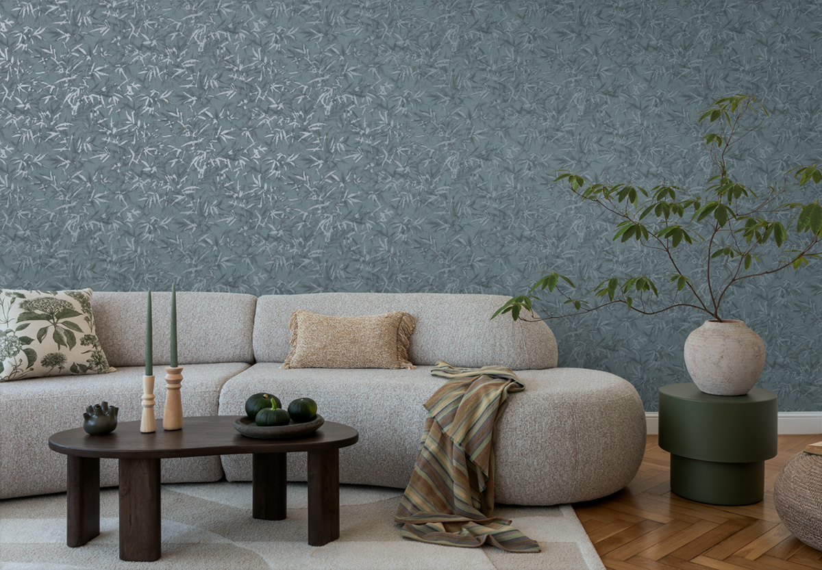 Papier peint Feuillage Bambou bleu gris argenté - History of Art 2 d'AS Création | Réf. AS-790466