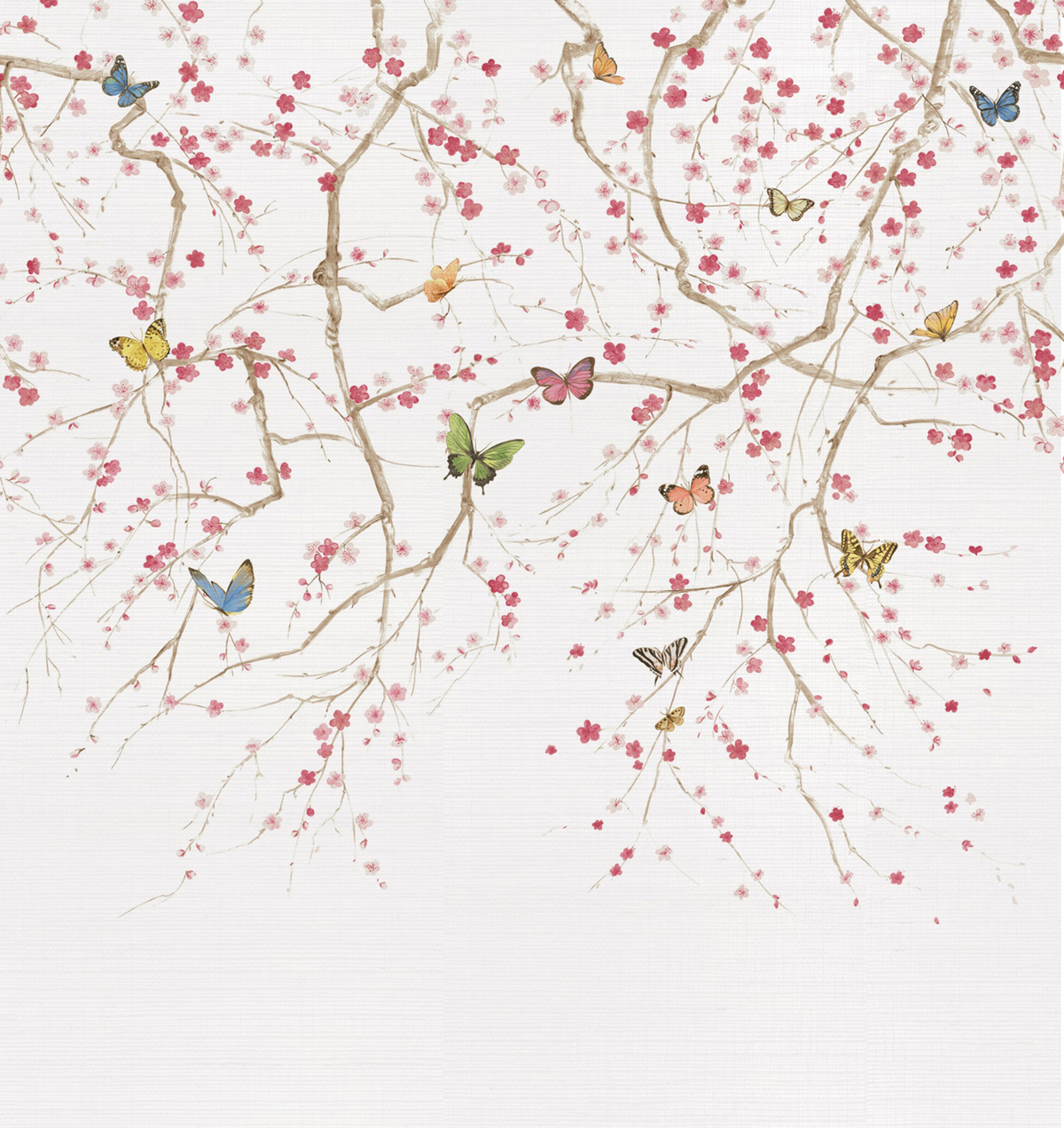 Papier peint panoramique Papillon Japonais Grasscloth argenté - Daisy Bennett d'Initiales | Réf. INI-DB32300M