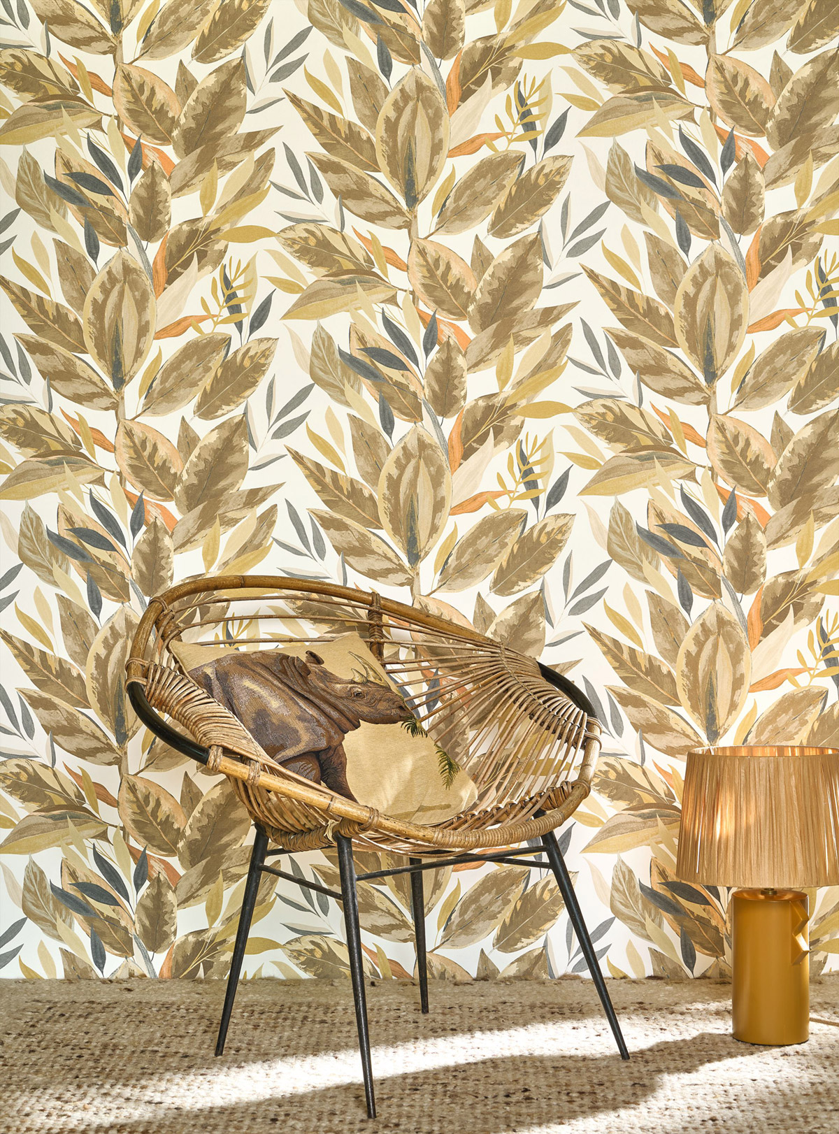 Papier peint Ficus Feuille lin - Rio de Casadéco AMB2| Réf. RIOC201811600